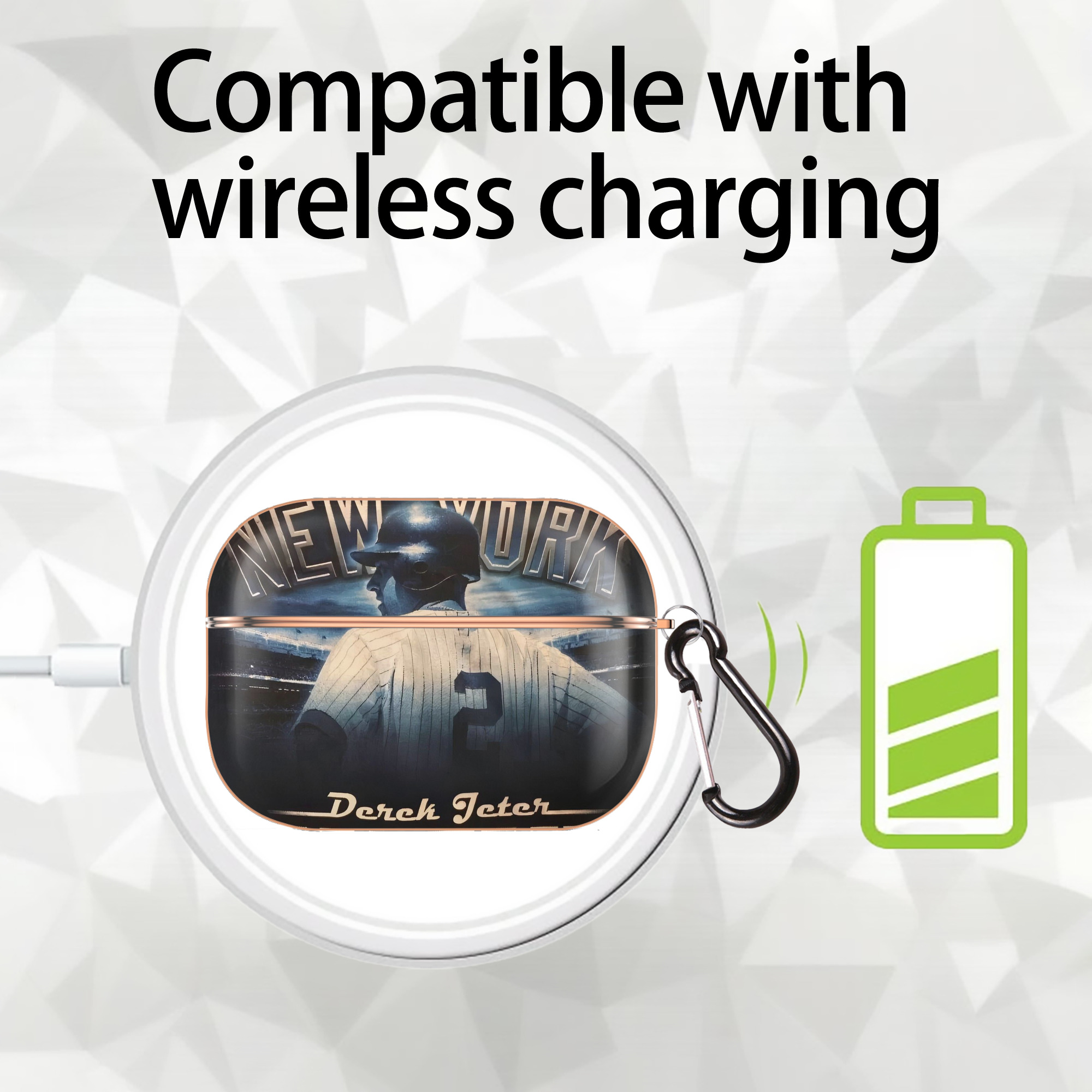 Derek Jeter 114 AirPods Pro Protective Case Rose Gold, Flexible PC Material, Precise Fit, Anti-Slip Cover, Full Protection, Fingerprint Resistant, Washable With Keychain