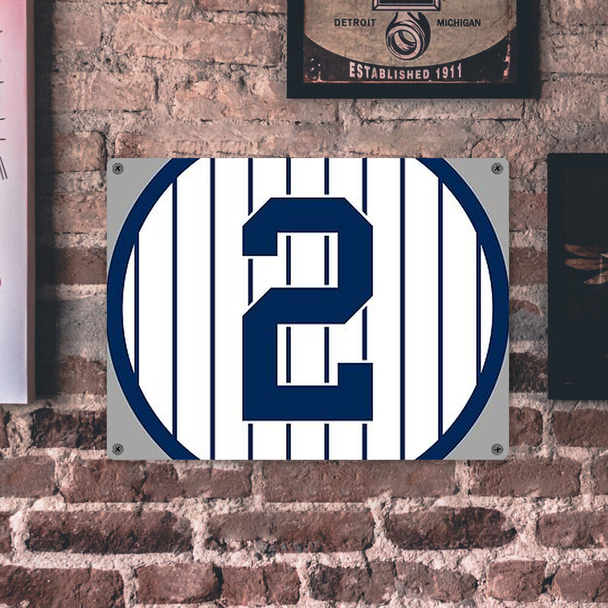 Derek Jeter 19 Vintage Metal Tin Sign 16x12 – Full-Print Iron Wall Decor – Durable, Fade-Resistant – Easy To Hang – Ideal For Home, Bar, Kitchen & Office Decor