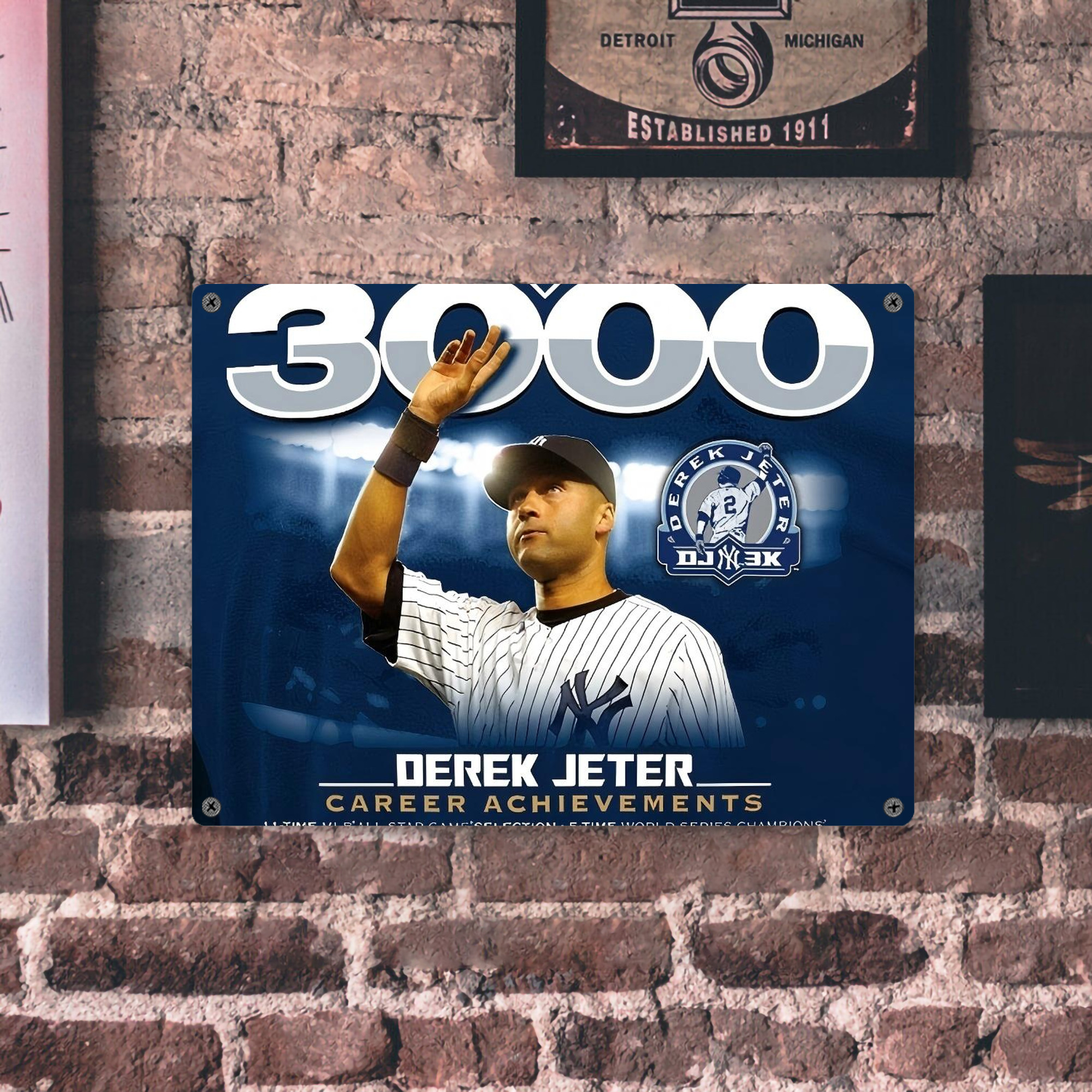 Derek Jeter 24 Vintage Metal Tin Sign 16x12 – Full-Print Iron Wall Decor – Durable, Fade-Resistant – Easy To Hang – Ideal For Home, Bar, Kitchen & Office Decor