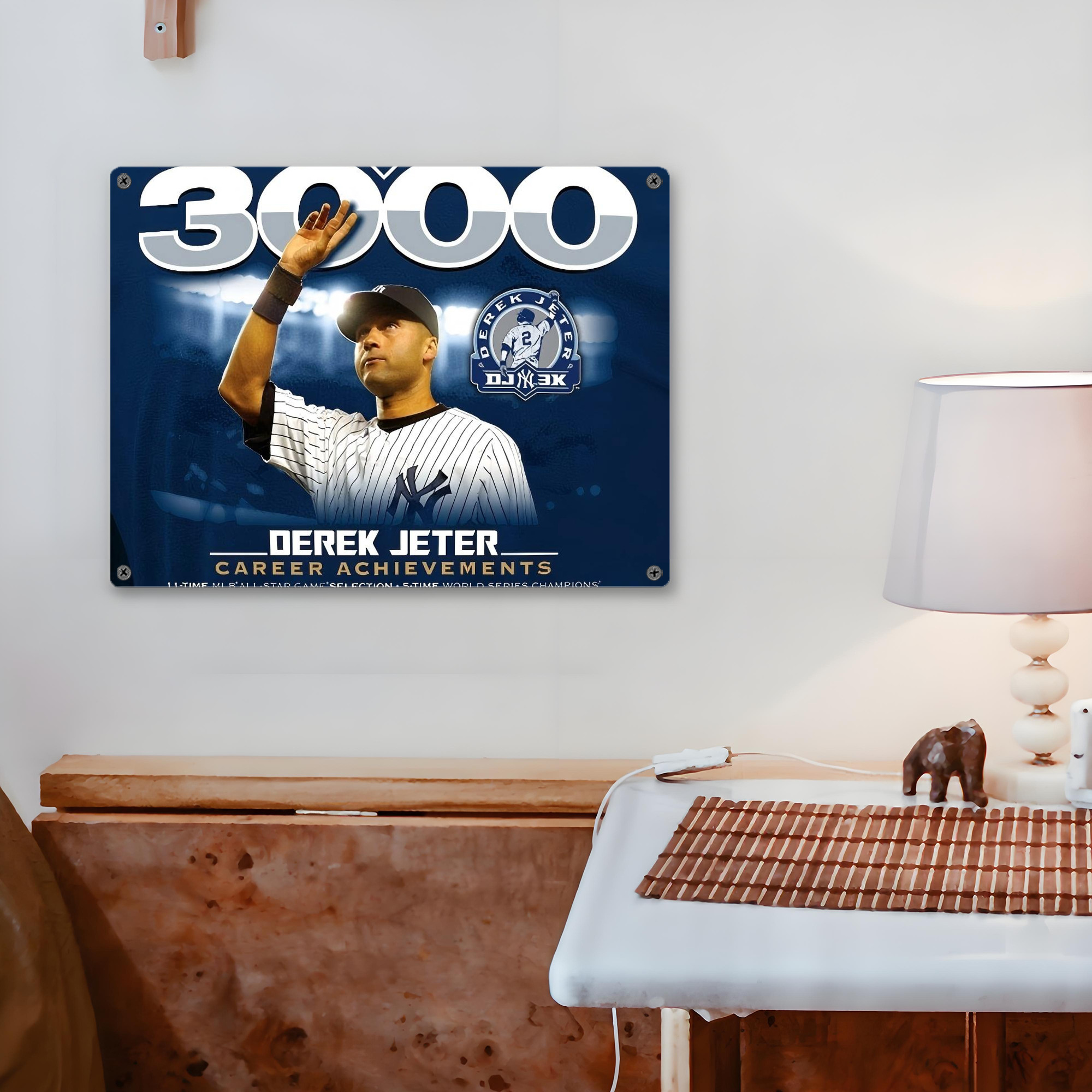 Derek Jeter 24 Vintage Metal Tin Sign 16x12 – Full-Print Iron Wall Decor – Durable, Fade-Resistant – Easy To Hang – Ideal For Home, Bar, Kitchen & Office Decor