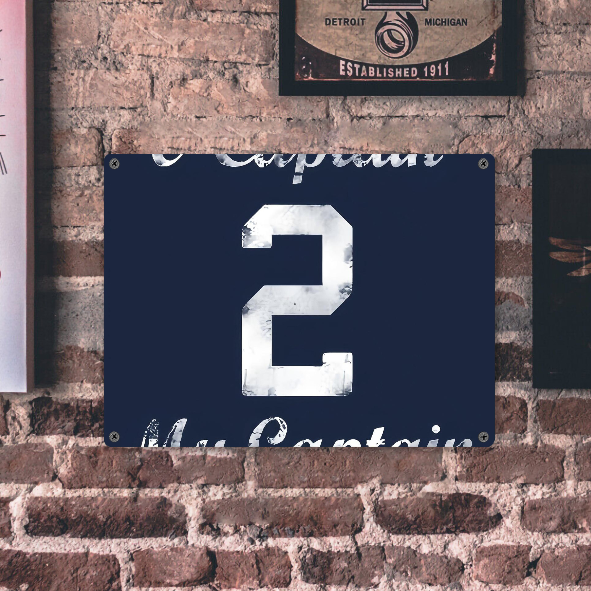 Derek Jeter 25 Vintage Metal Tin Sign 16x12 – Full-Print Iron Wall Decor – Durable, Fade-Resistant – Easy To Hang – Ideal For Home, Bar, Kitchen & Office Decor