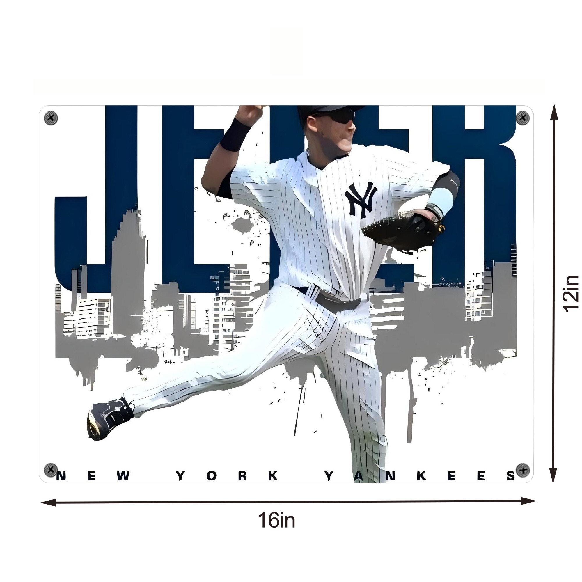 Derek Jeter 57 Vintage Metal Tin Sign 16x12 – Full-Print Iron Wall Decor – Durable, Fade-Resistant – Easy To Hang – Ideal For Home, Bar, Kitchen & Office Decor