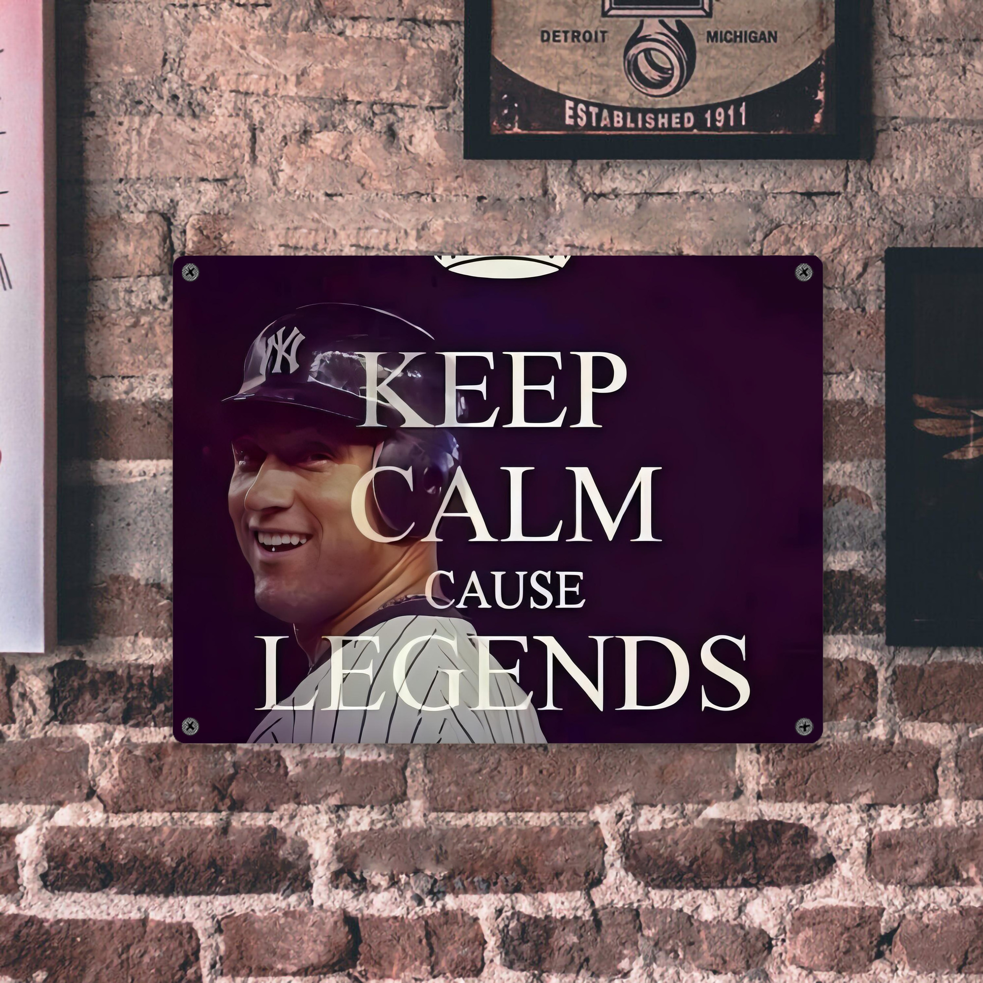 Derek Jeter 70 Vintage Metal Tin Sign 16x12 – Full-Print Iron Wall Decor – Durable, Fade-Resistant – Easy To Hang – Ideal For Home, Bar, Kitchen & Office Decor