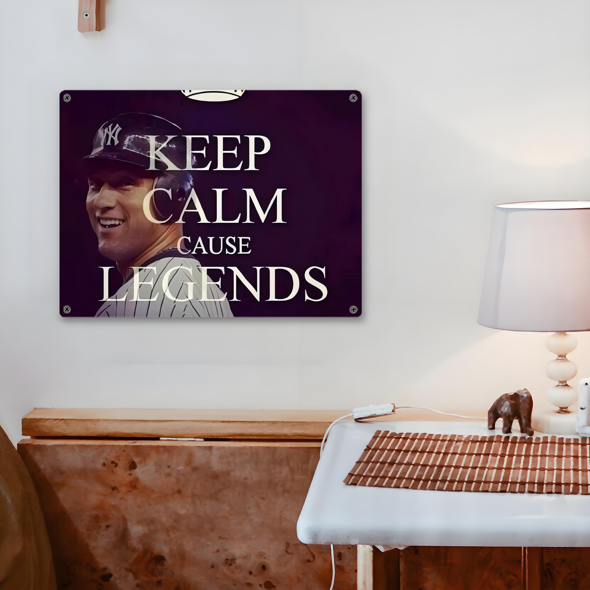 Derek Jeter 70 Vintage Metal Tin Sign 16x12 – Full-Print Iron Wall Decor – Durable, Fade-Resistant – Easy To Hang – Ideal For Home, Bar, Kitchen & Office Decor