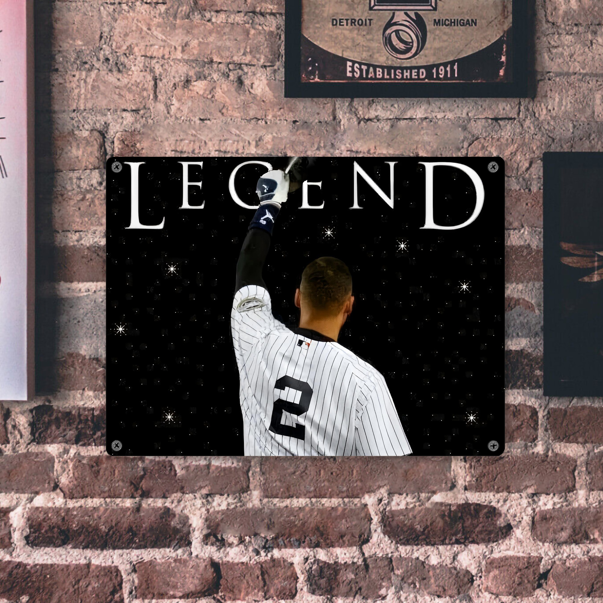 Derek Jeter 73 Vintage Metal Tin Sign 16x12 – Full-Print Iron Wall Decor – Durable, Fade-Resistant – Easy To Hang – Ideal For Home, Bar, Kitchen & Office Decor
