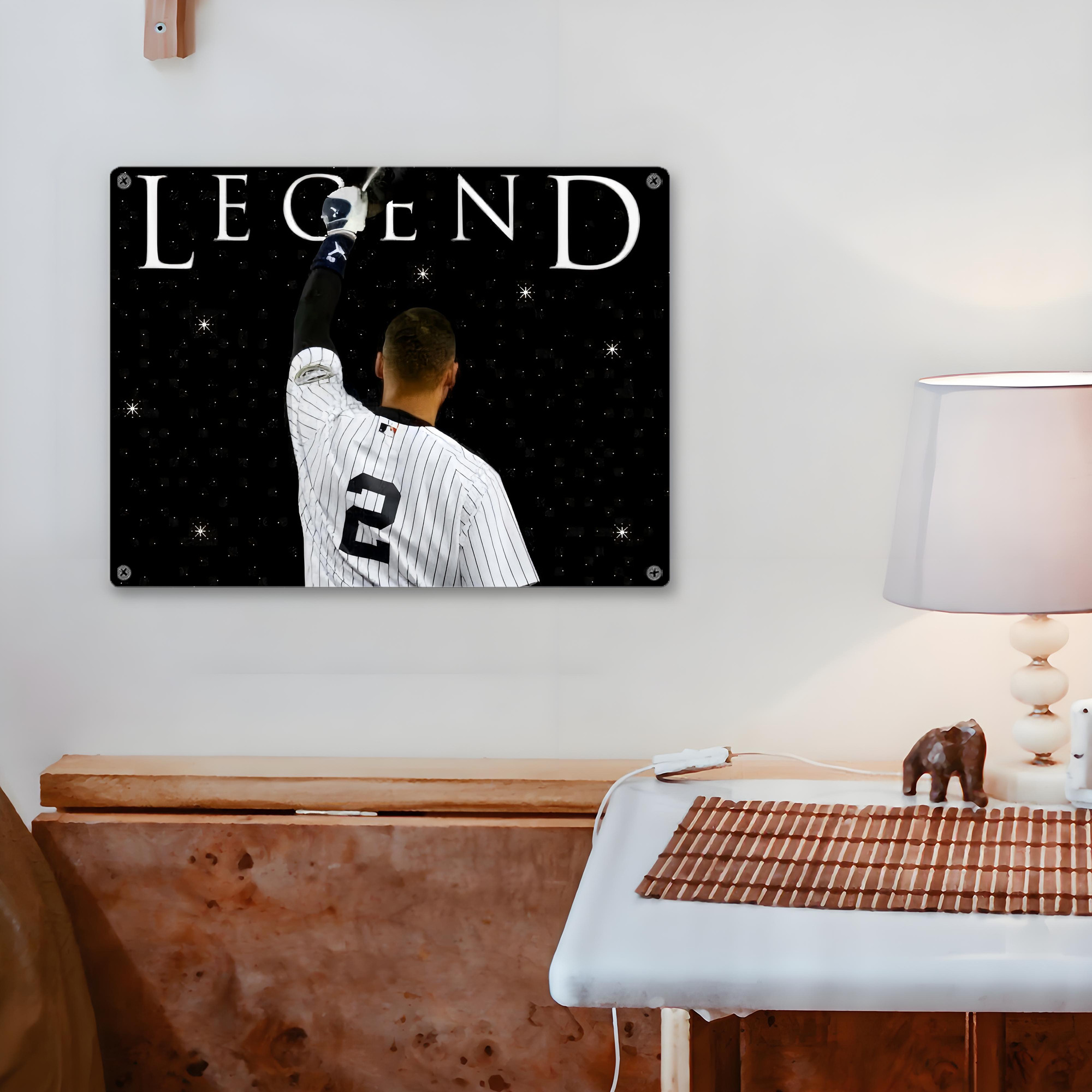 Derek Jeter 73 Vintage Metal Tin Sign 16x12 – Full-Print Iron Wall Decor – Durable, Fade-Resistant – Easy To Hang – Ideal For Home, Bar, Kitchen & Office Decor