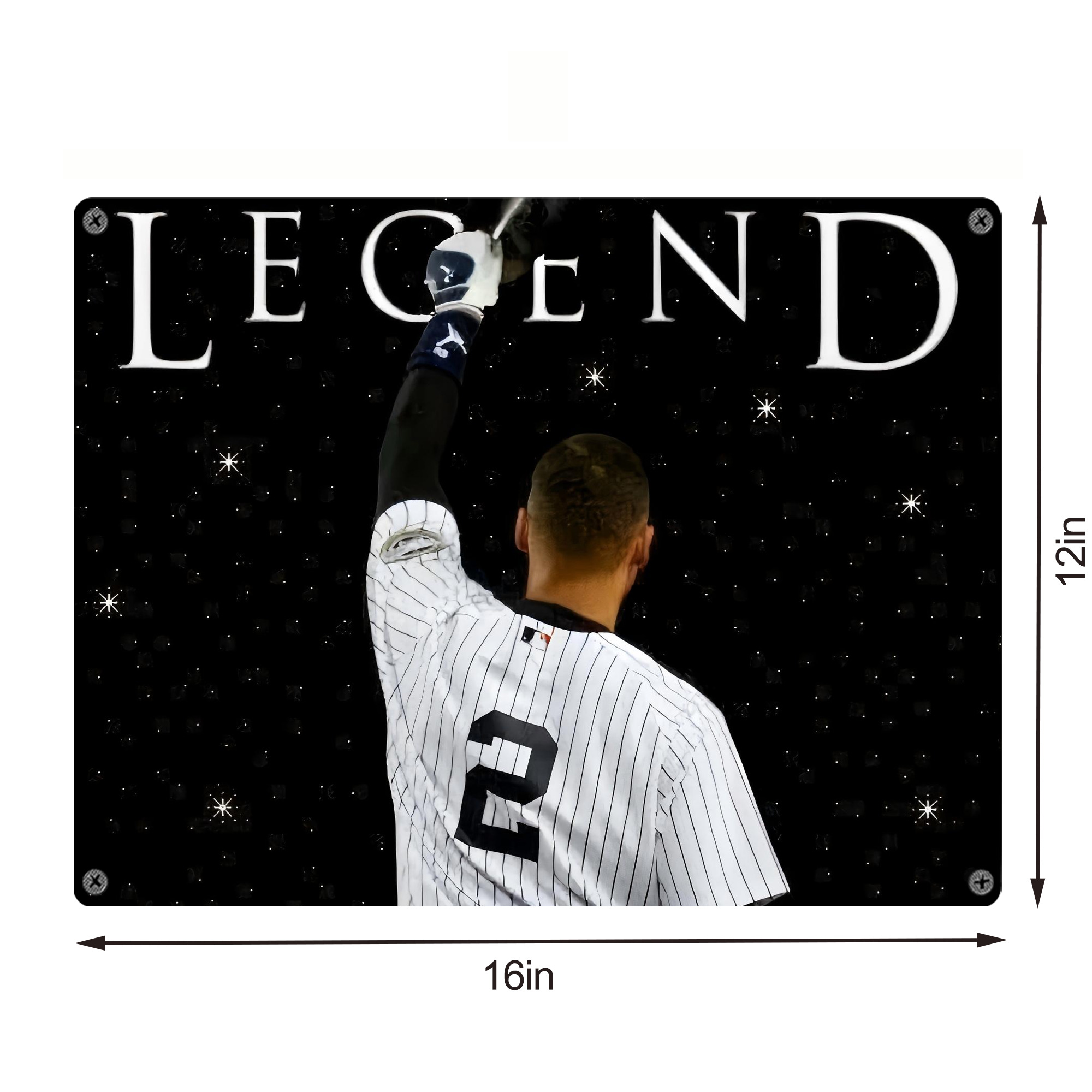 Derek Jeter 73 Vintage Metal Tin Sign 16x12 – Full-Print Iron Wall Decor – Durable, Fade-Resistant – Easy To Hang – Ideal For Home, Bar, Kitchen & Office Decor
