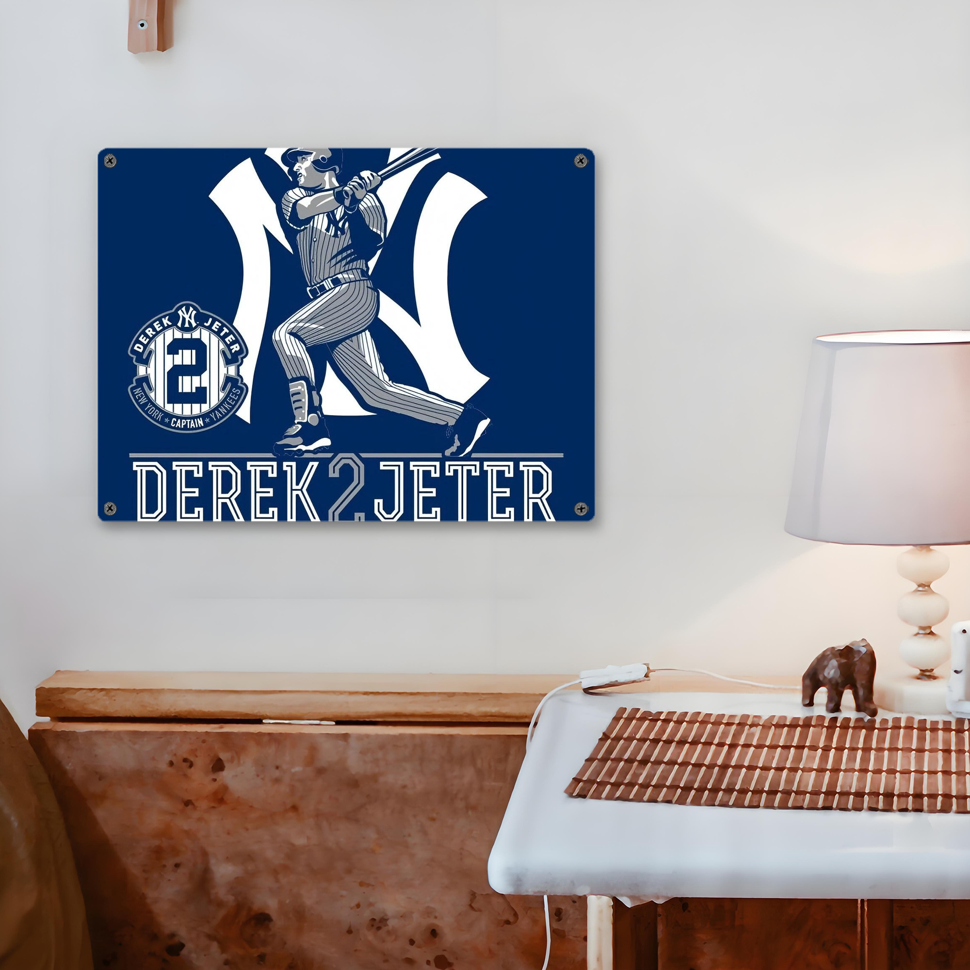 Derek Jeter 104 Vintage Metal Tin Sign 16x12 – Full-Print Iron Wall Decor – Durable, Fade-Resistant – Easy To Hang – Ideal For Home, Bar, Kitchen & Office Decor