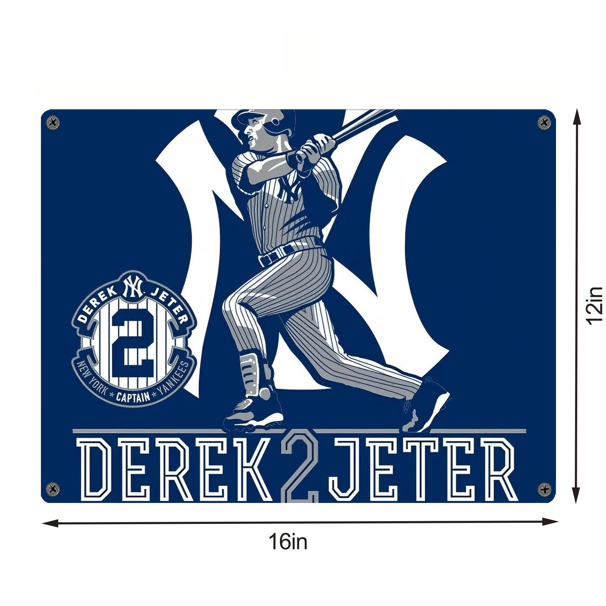 Derek Jeter 104 Vintage Metal Tin Sign 16x12 – Full-Print Iron Wall Decor – Durable, Fade-Resistant – Easy To Hang – Ideal For Home, Bar, Kitchen & Office Decor