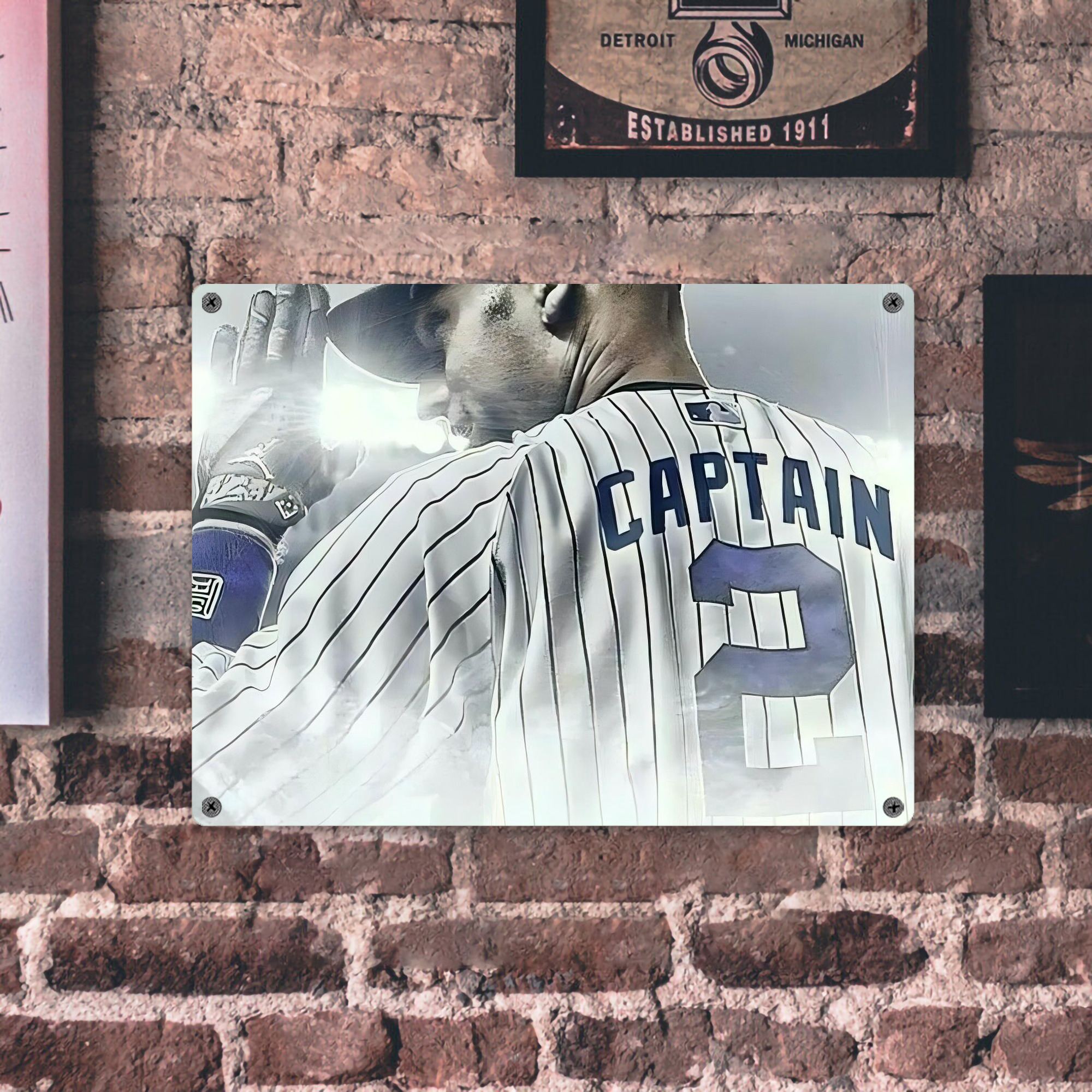 Derek Jeter 105 Vintage Metal Tin Sign 16x12 – Full-Print Iron Wall Decor – Durable, Fade-Resistant – Easy To Hang – Ideal For Home, Bar, Kitchen & Office Decor