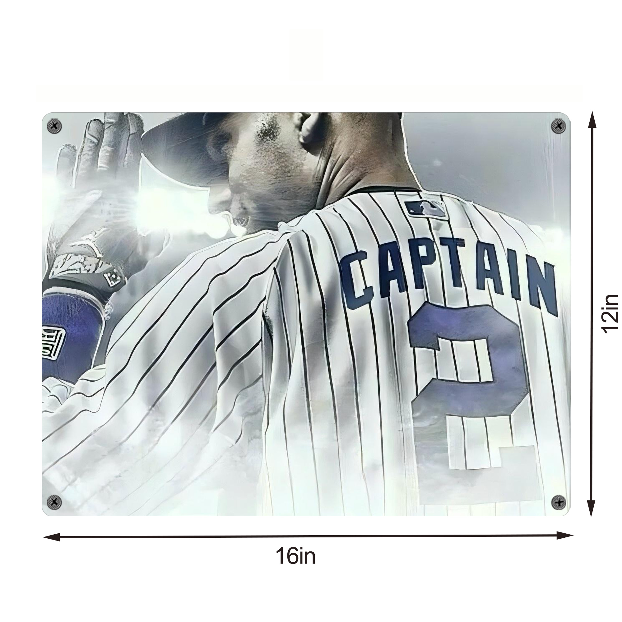 Derek Jeter 105 Vintage Metal Tin Sign 16x12 – Full-Print Iron Wall Decor – Durable, Fade-Resistant – Easy To Hang – Ideal For Home, Bar, Kitchen & Office Decor