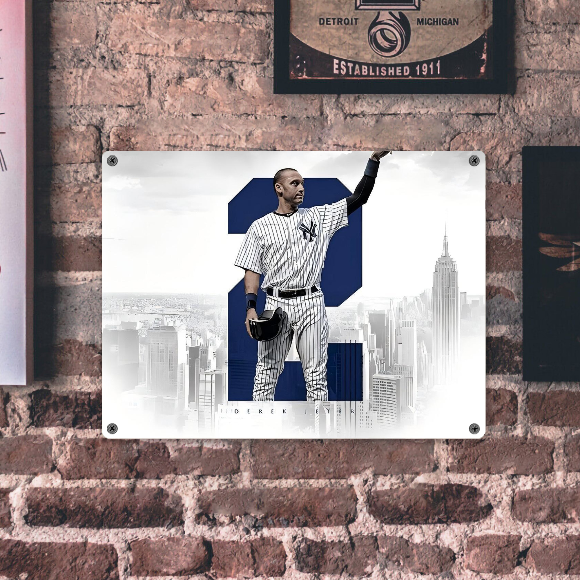 Derek Jeter 110 Vintage Metal Tin Sign 16x12 – Full-Print Iron Wall Decor – Durable, Fade-Resistant – Easy To Hang – Ideal For Home, Bar, Kitchen & Office Decor