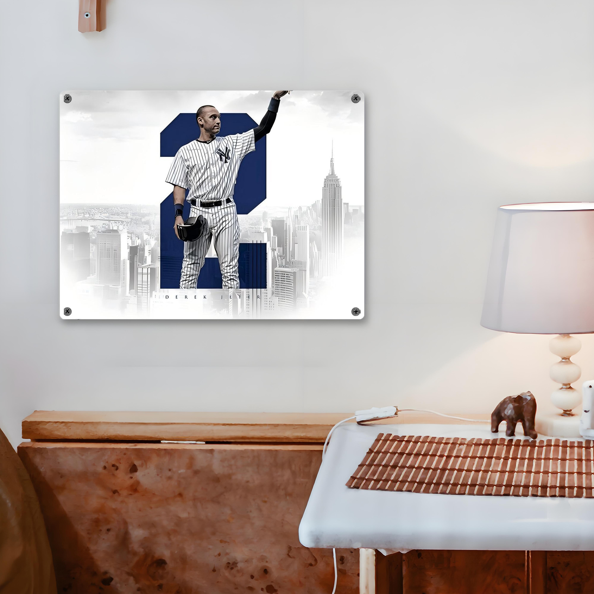 Derek Jeter 110 Vintage Metal Tin Sign 16x12 – Full-Print Iron Wall Decor – Durable, Fade-Resistant – Easy To Hang – Ideal For Home, Bar, Kitchen & Office Decor