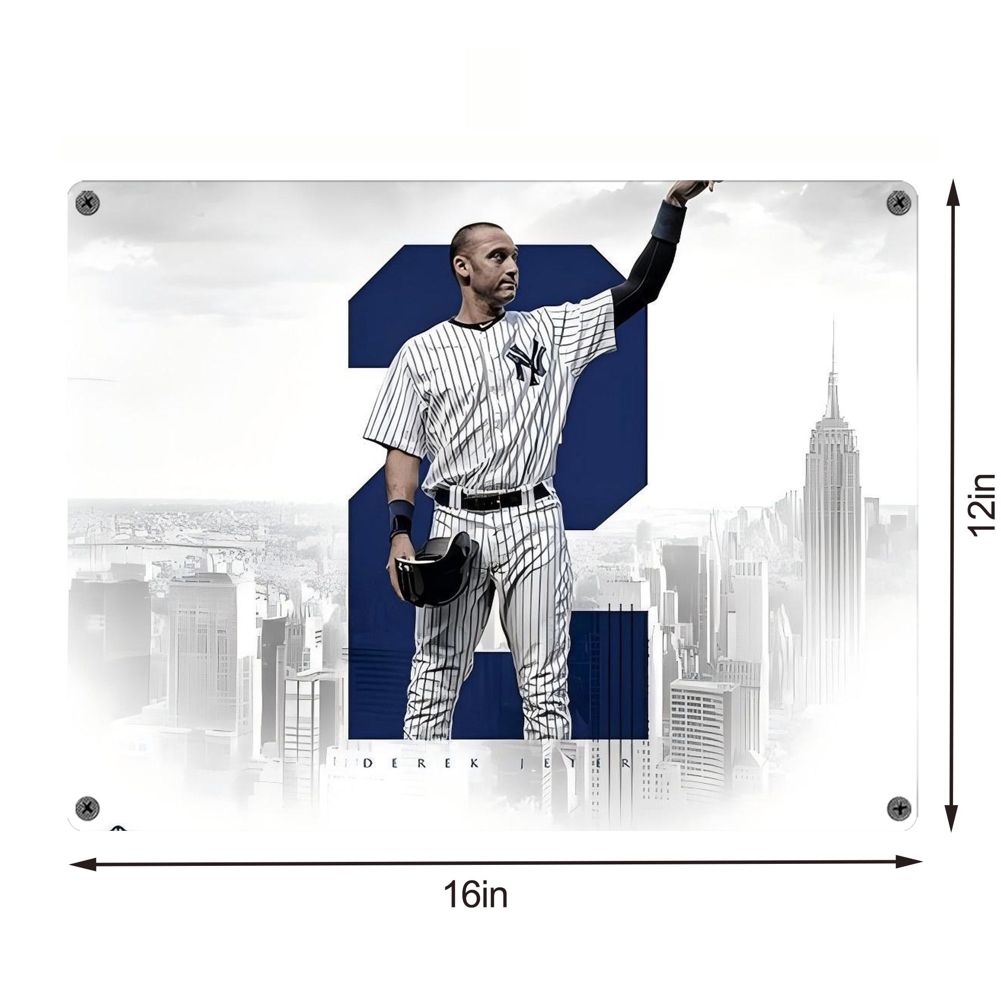 Derek Jeter 110 Vintage Metal Tin Sign 16x12 – Full-Print Iron Wall Decor – Durable, Fade-Resistant – Easy To Hang – Ideal For Home, Bar, Kitchen & Office Decor