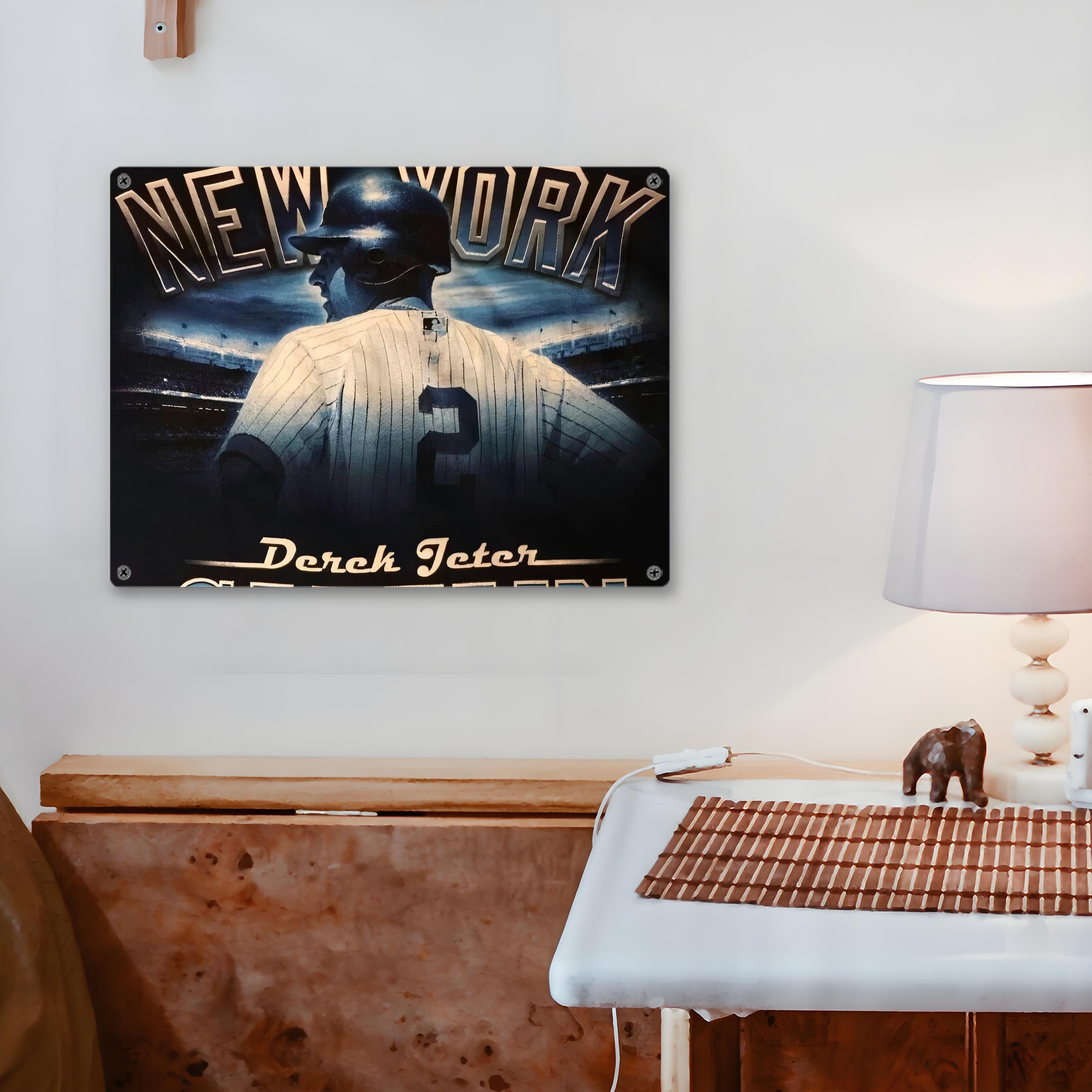 Derek Jeter 114 Vintage Metal Tin Sign 16x12 – Full-Print Iron Wall Decor – Durable, Fade-Resistant – Easy To Hang – Ideal For Home, Bar, Kitchen & Office Decor