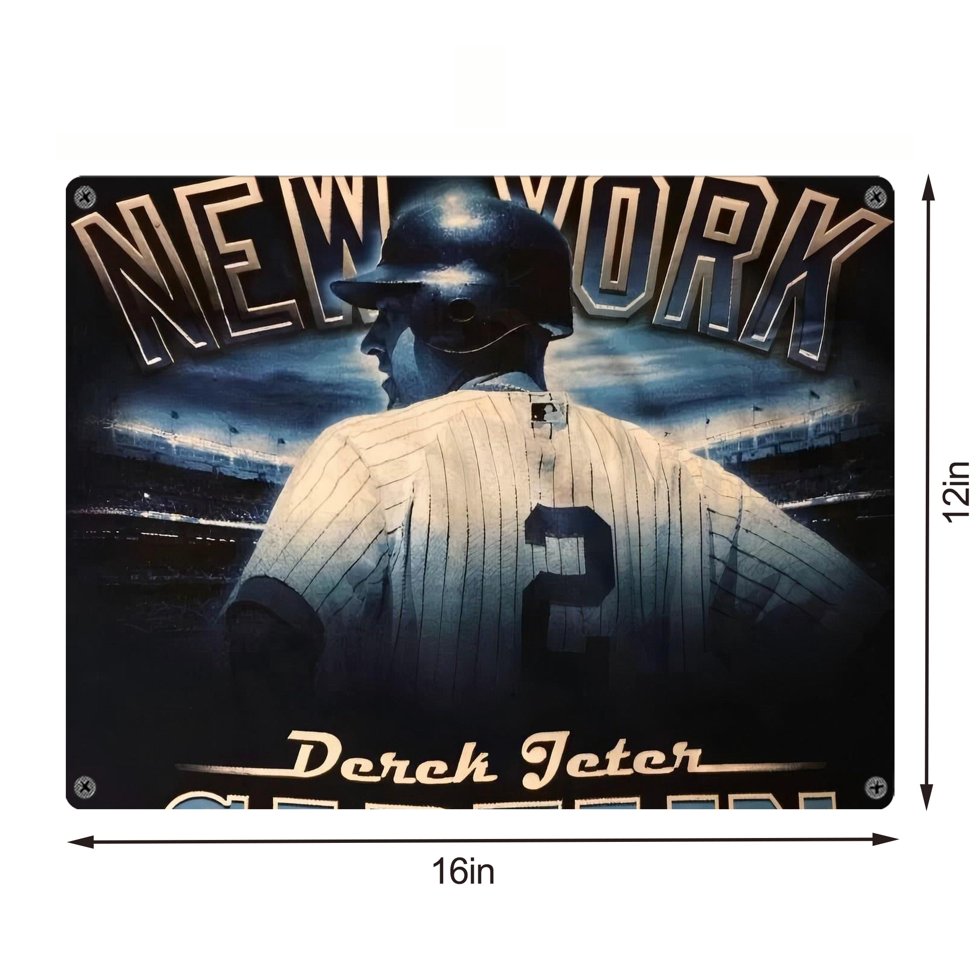Derek Jeter 114 Vintage Metal Tin Sign 16x12 – Full-Print Iron Wall Decor – Durable, Fade-Resistant – Easy To Hang – Ideal For Home, Bar, Kitchen & Office Decor