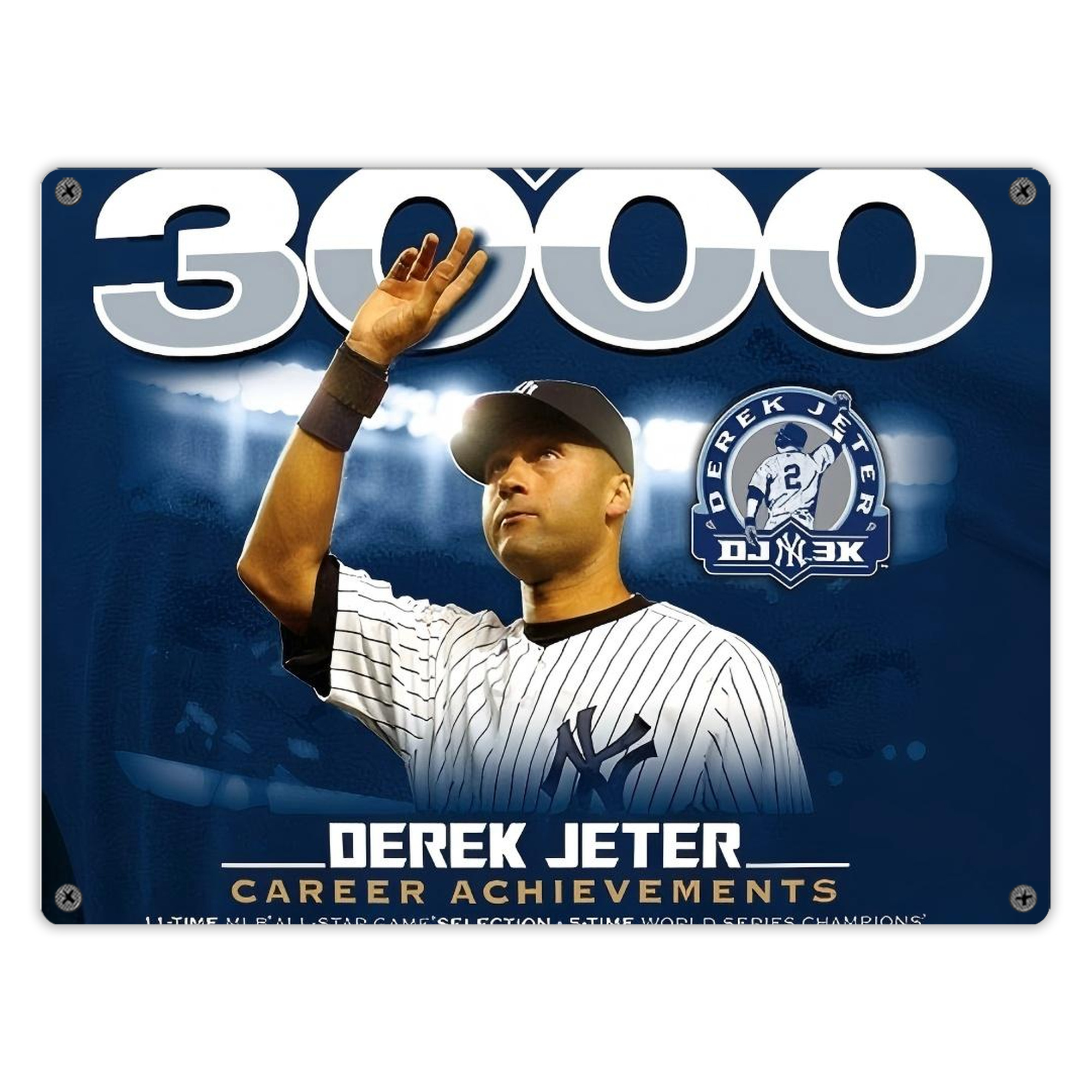 Derek Jeter 24 Vintage Metal Tin Sign 16x12 – Full-Print Iron Wall Decor – Durable, Fade-Resistant – Easy To Hang – Ideal For Home, Bar, Kitchen & Office Decor