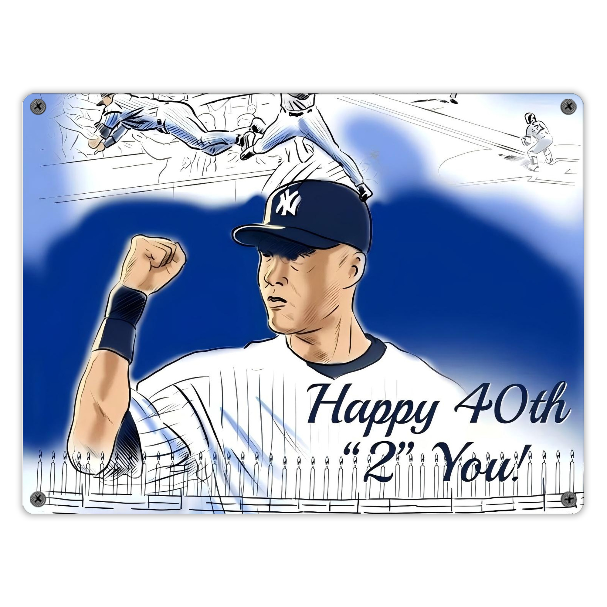 Derek Jeter 69 Vintage Metal Tin Sign 16x12 – Full-Print Iron Wall Decor – Durable, Fade-Resistant – Easy To Hang – Ideal For Home, Bar, Kitchen & Office Decor