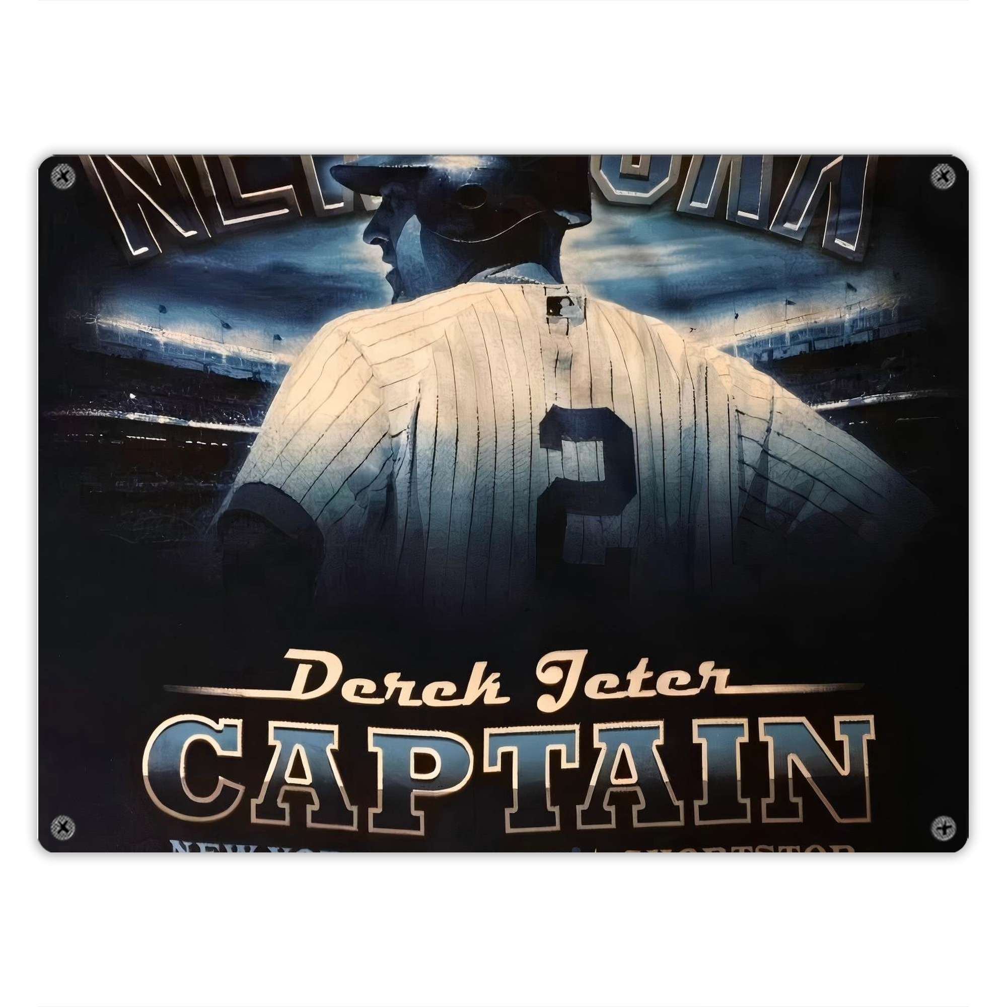 Derek Jeter 74 Vintage Metal Tin Sign 16x12 – Full-Print Iron Wall Decor – Durable, Fade-Resistant – Easy To Hang – Ideal For Home, Bar, Kitchen & Office Decor