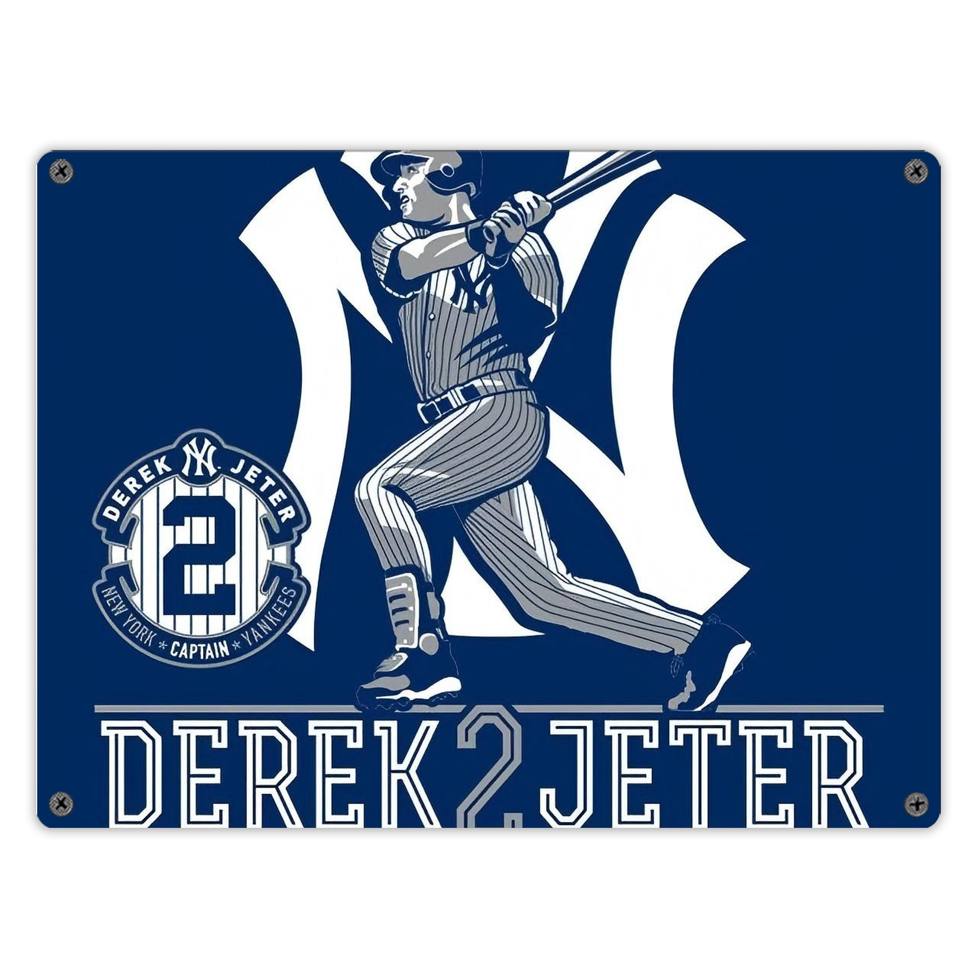 Derek Jeter 104 Vintage Metal Tin Sign 16x12 – Full-Print Iron Wall Decor – Durable, Fade-Resistant – Easy To Hang – Ideal For Home, Bar, Kitchen & Office Decor