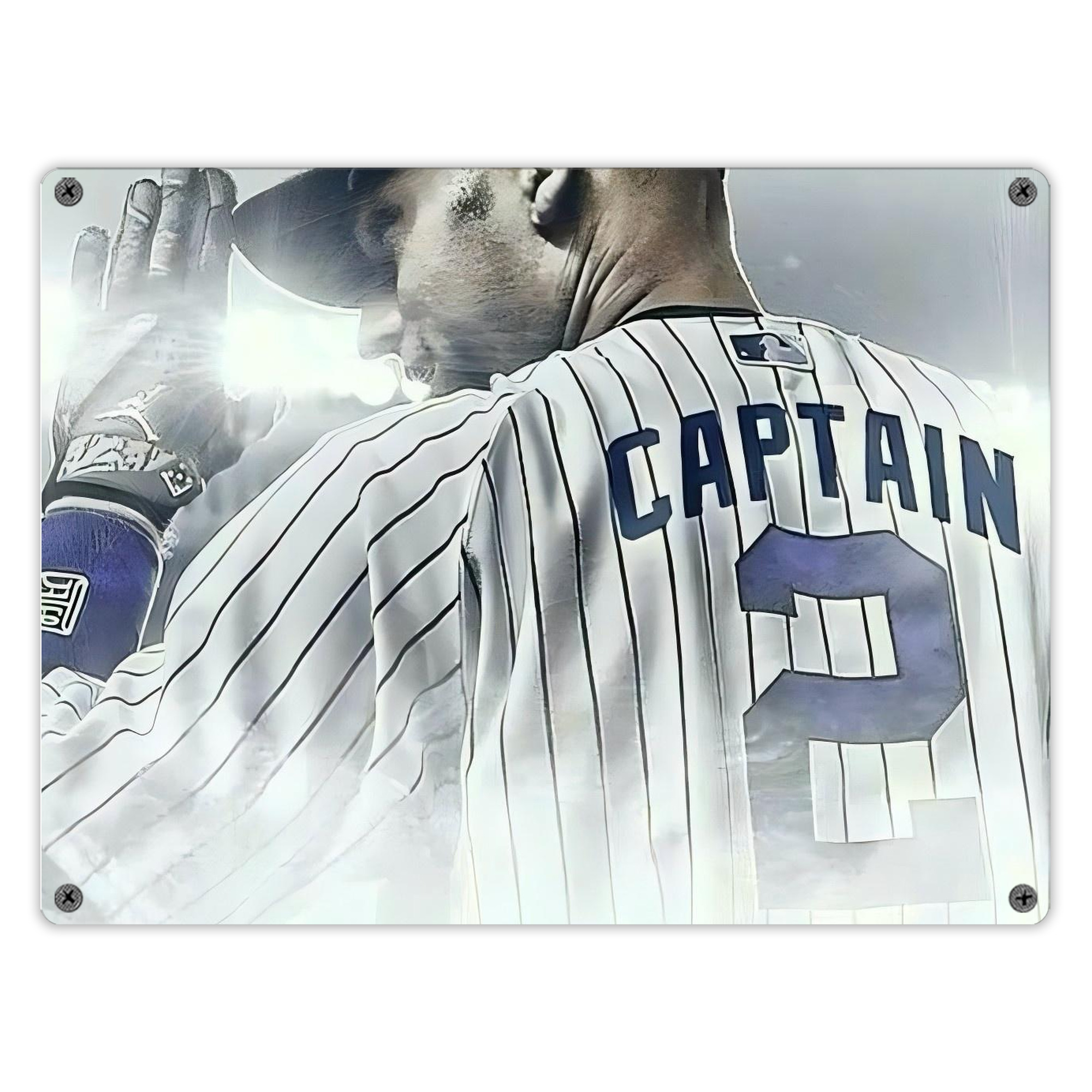 Derek Jeter 105 Vintage Metal Tin Sign 16x12 – Full-Print Iron Wall Decor – Durable, Fade-Resistant – Easy To Hang – Ideal For Home, Bar, Kitchen & Office Decor