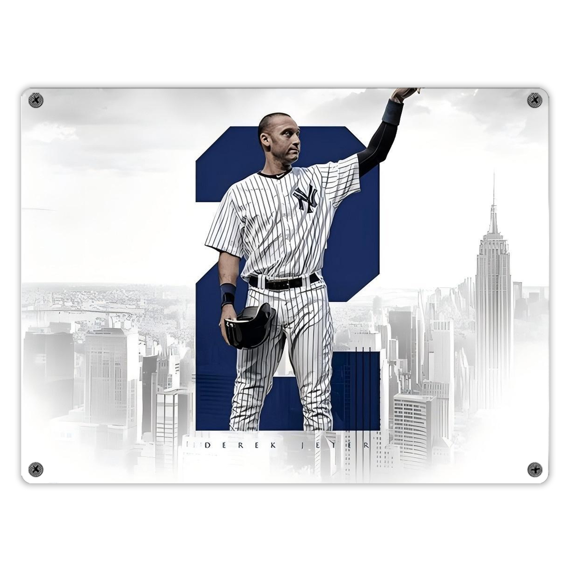 Derek Jeter 110 Vintage Metal Tin Sign 16x12 – Full-Print Iron Wall Decor – Durable, Fade-Resistant – Easy To Hang – Ideal For Home, Bar, Kitchen & Office Decor