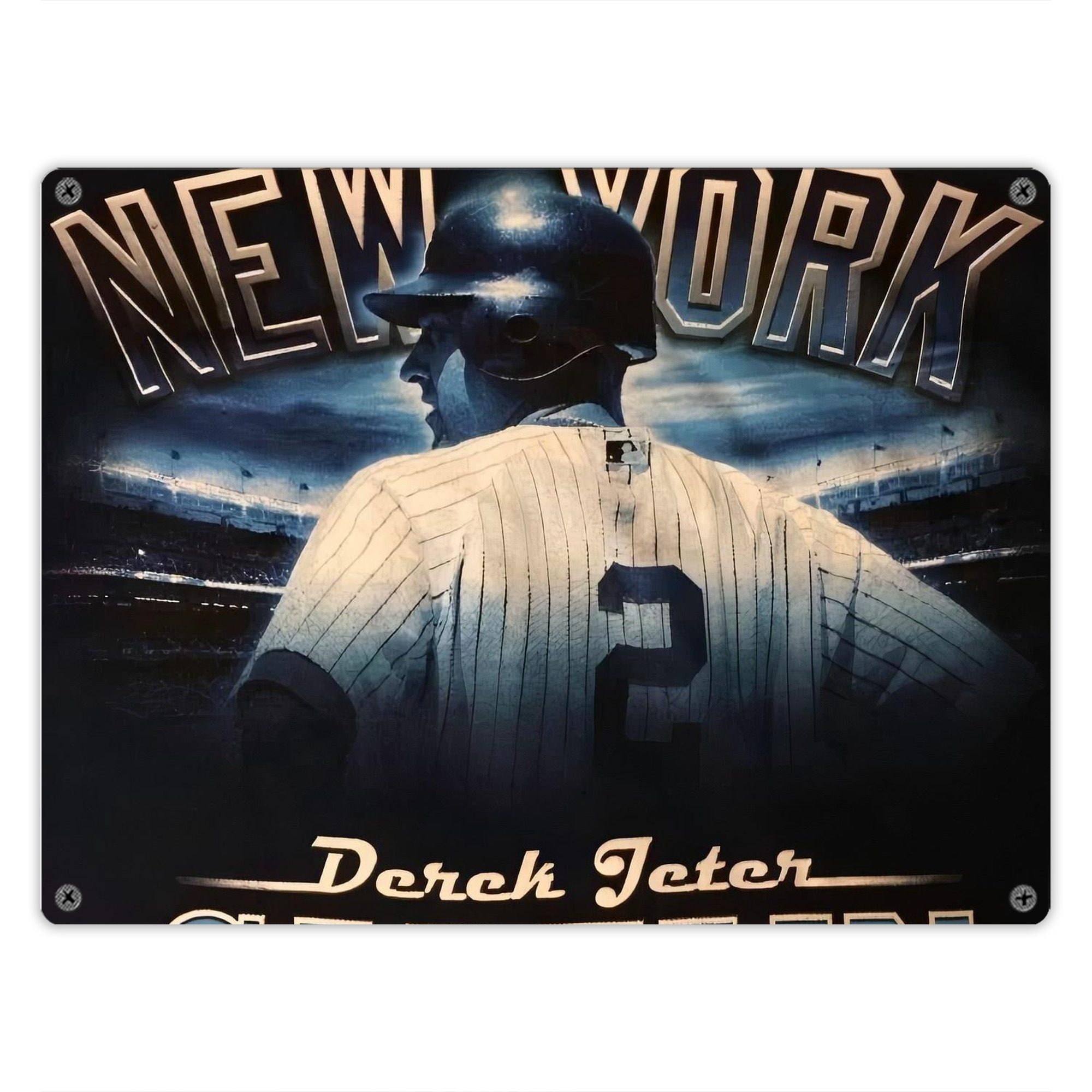 Derek Jeter 114 Vintage Metal Tin Sign 16x12 – Full-Print Iron Wall Decor – Durable, Fade-Resistant – Easy To Hang – Ideal For Home, Bar, Kitchen & Office Decor