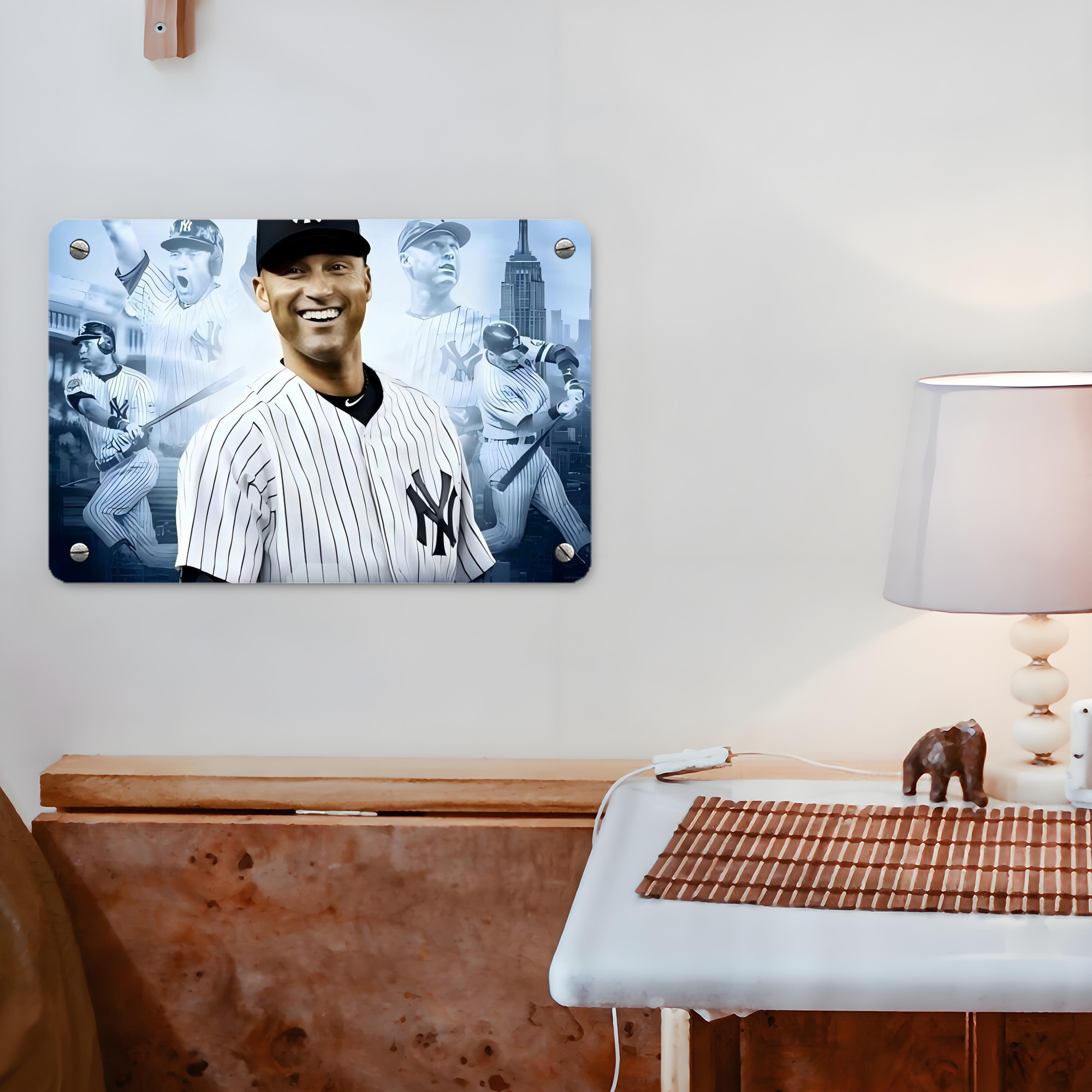 Derek Jeter 21 Metal Tin Sign 12x8inch - Premium Full-Print Decorative Wall Art, Durable Rust-Resistant Metal Plaque For Living Room, Bedroom, Kitchen, Office, Bar Décor