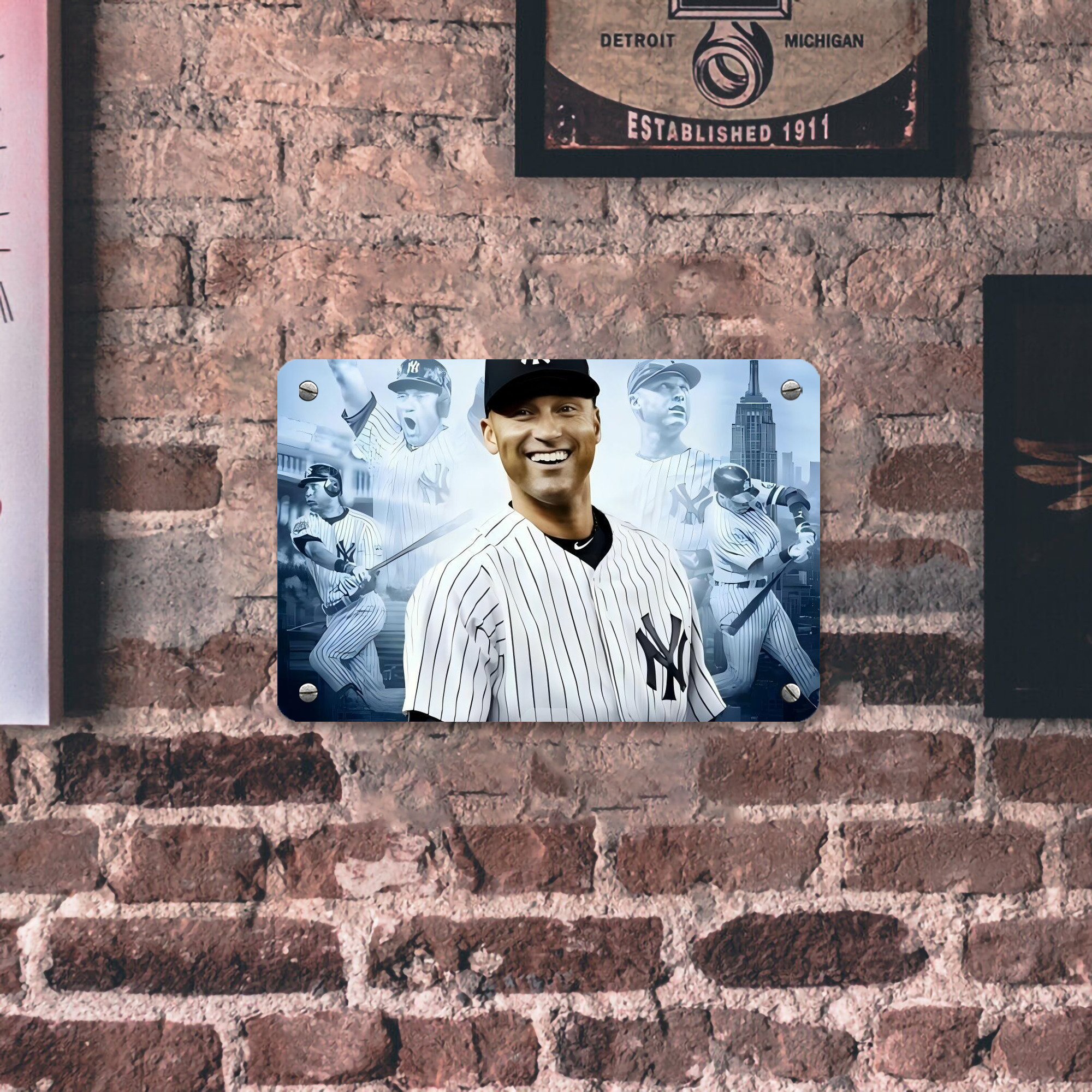 Derek Jeter 21 Metal Tin Sign 12x8inch - Premium Full-Print Decorative Wall Art, Durable Rust-Resistant Metal Plaque For Living Room, Bedroom, Kitchen, Office, Bar Décor