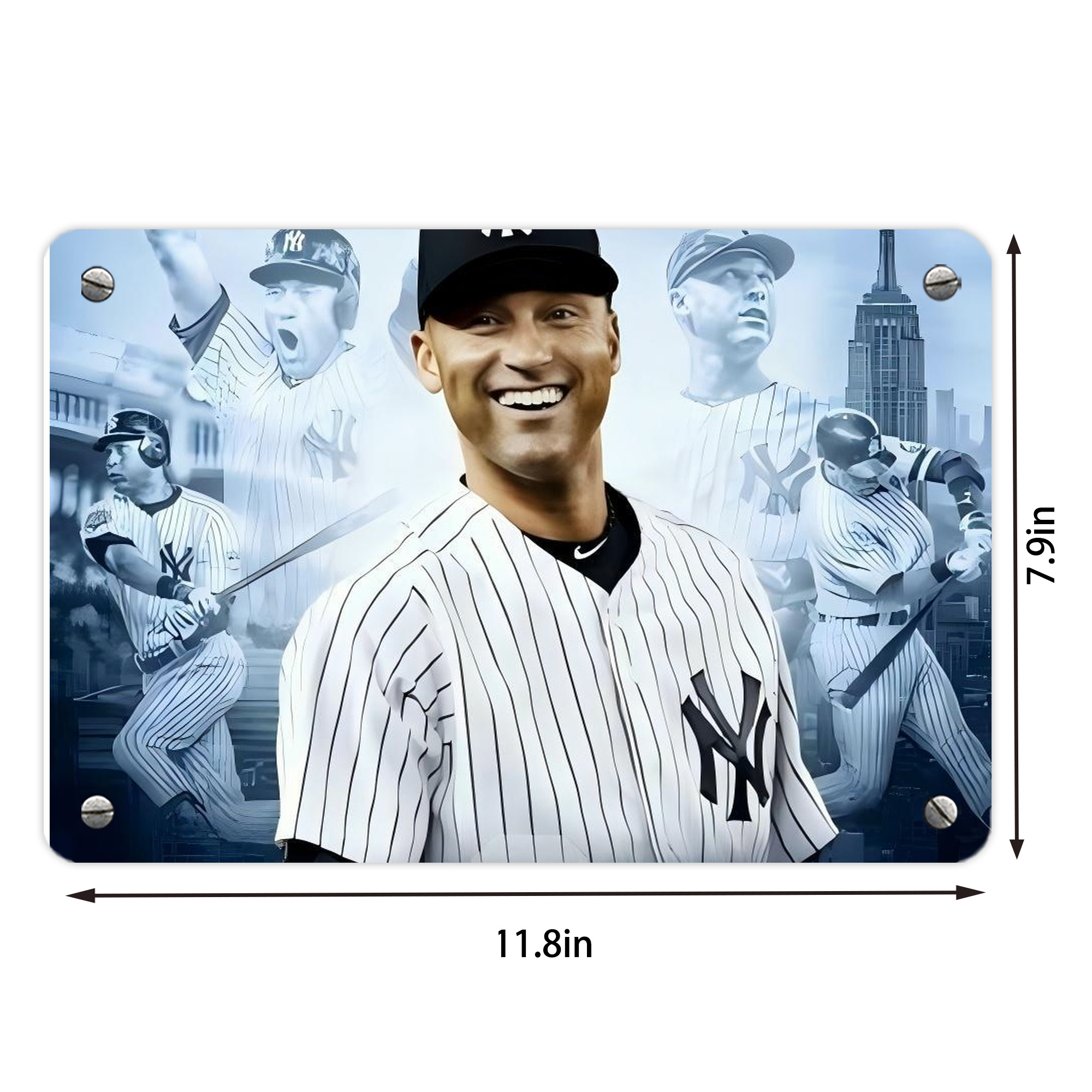Derek Jeter 21 Metal Tin Sign 12x8inch - Premium Full-Print Decorative Wall Art, Durable Rust-Resistant Metal Plaque For Living Room, Bedroom, Kitchen, Office, Bar Décor