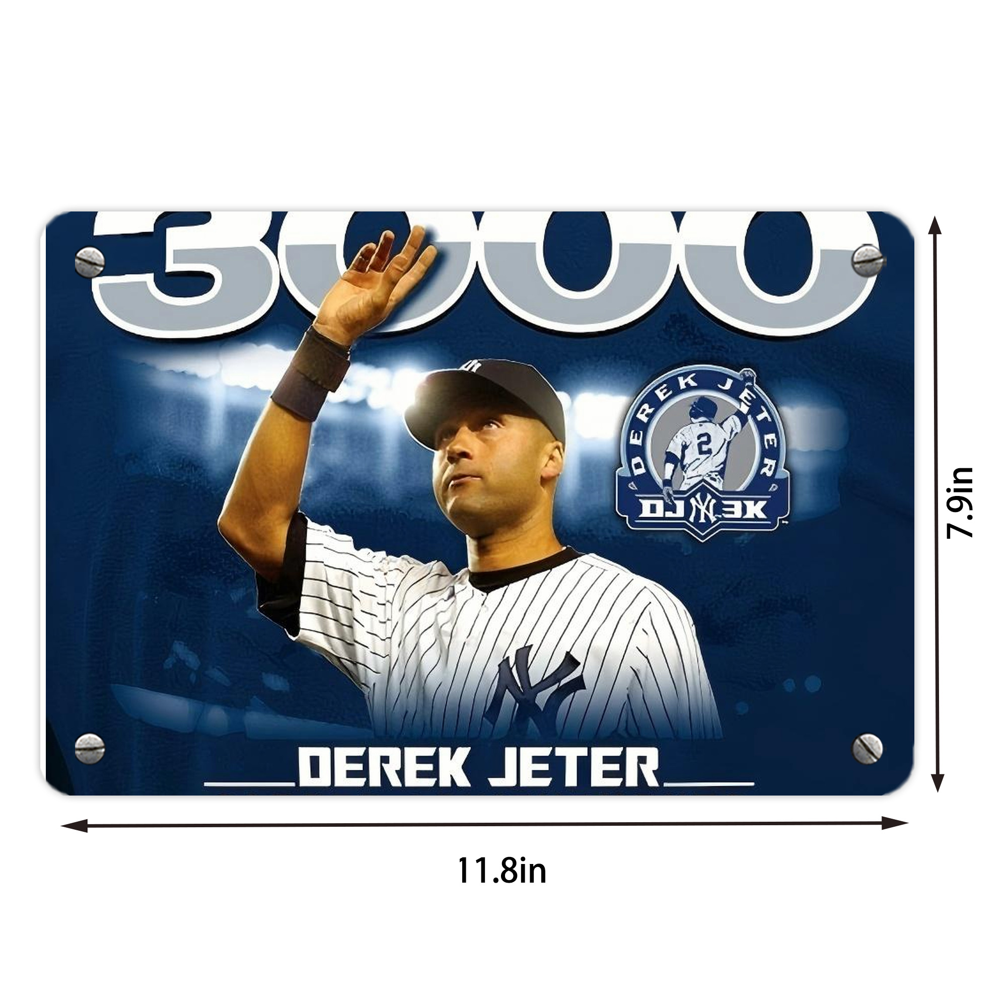 Derek Jeter 24 Metal Tin Sign 12x8inch - Premium Full-Print Decorative Wall Art, Durable Rust-Resistant Metal Plaque For Living Room, Bedroom, Kitchen, Office, Bar Décor