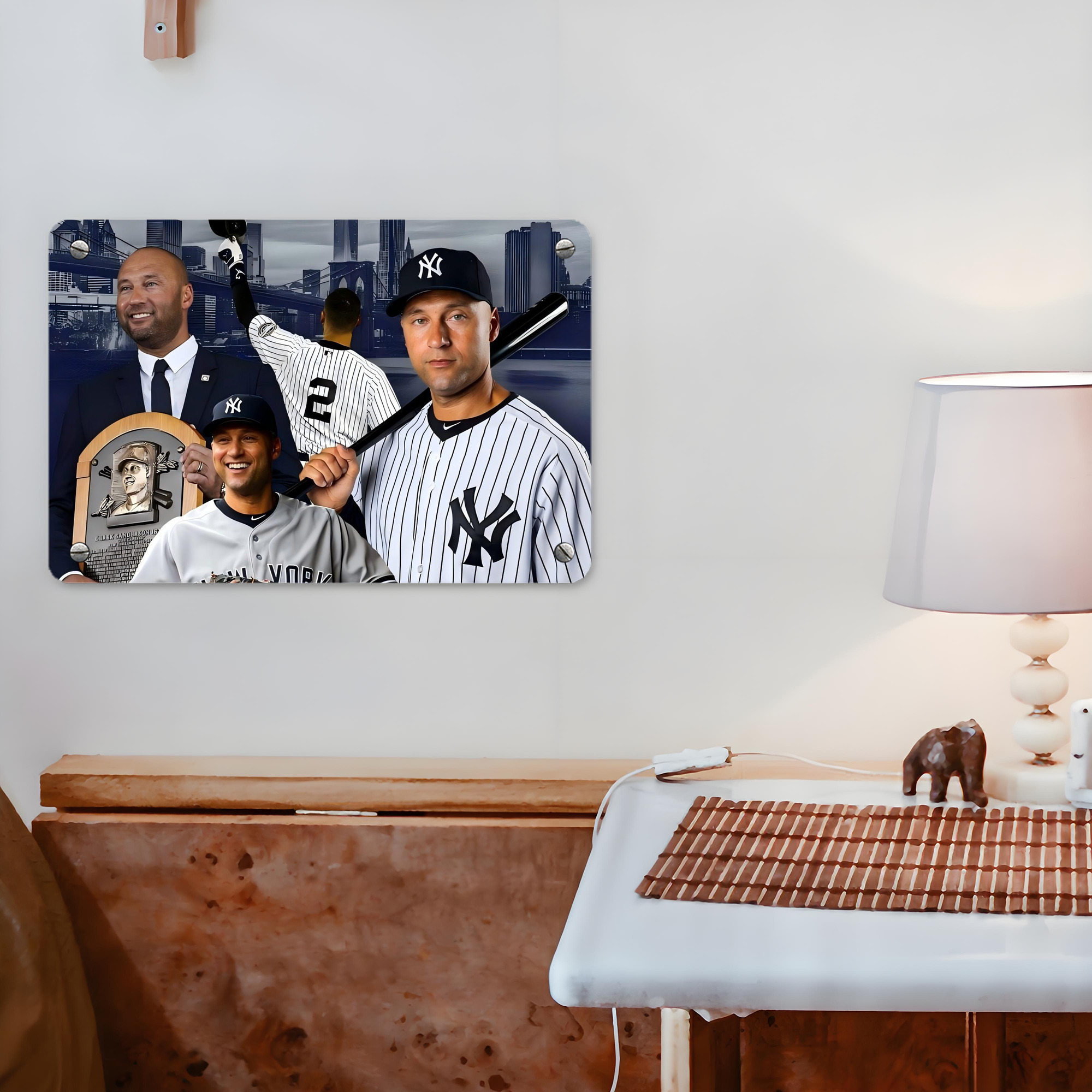 Derek Jeter 49 Metal Tin Sign 12x8inch - Premium Full-Print Decorative Wall Art, Durable Rust-Resistant Metal Plaque For Living Room, Bedroom, Kitchen, Office, Bar Décor