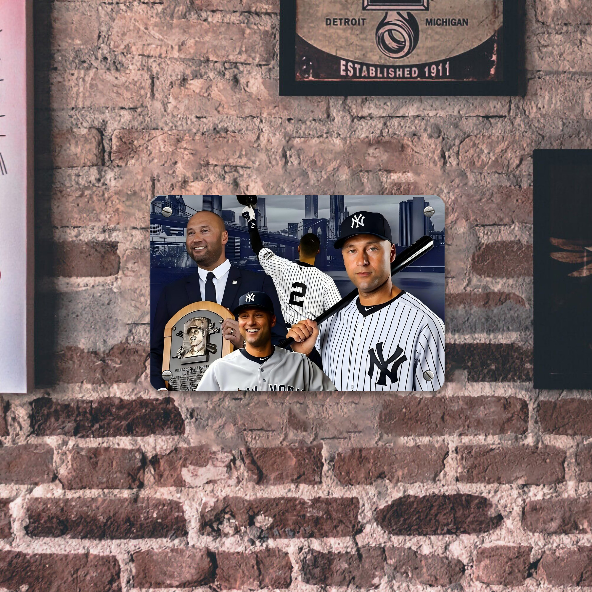 Derek Jeter 49 Metal Tin Sign 12x8inch - Premium Full-Print Decorative Wall Art, Durable Rust-Resistant Metal Plaque For Living Room, Bedroom, Kitchen, Office, Bar Décor