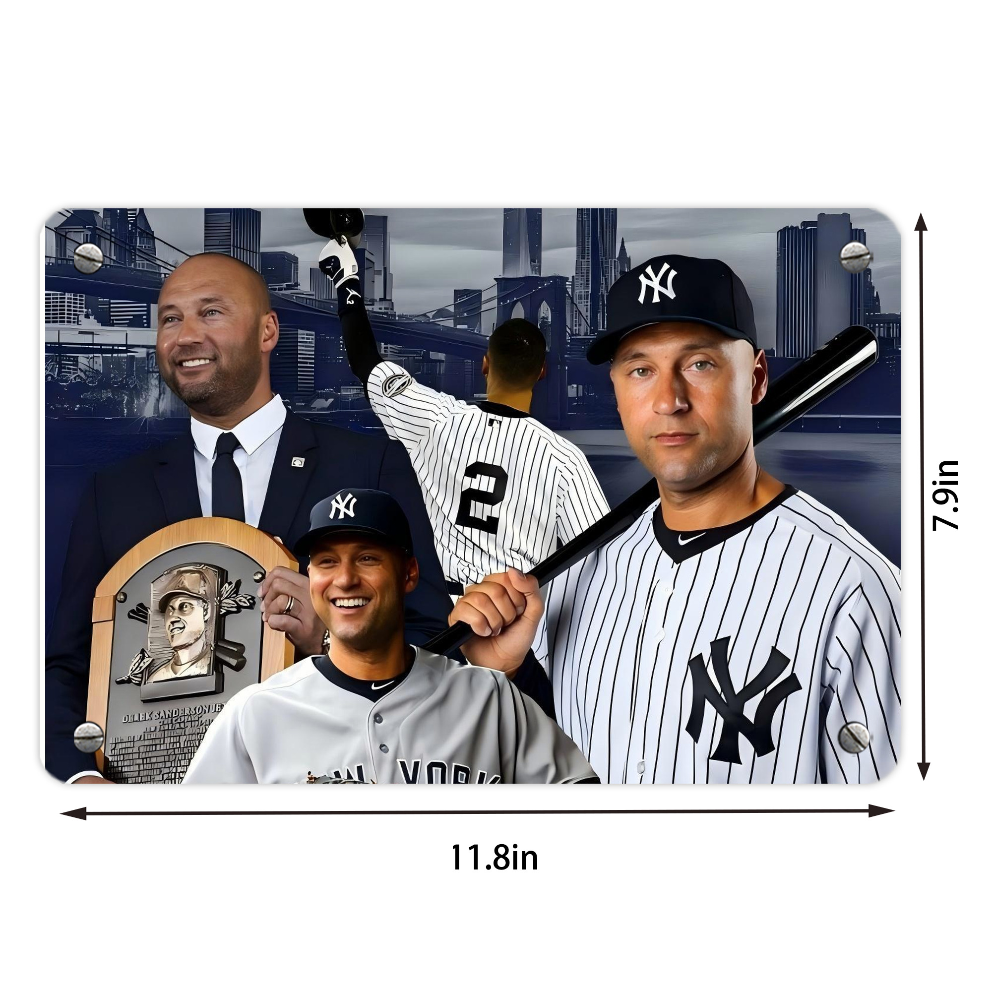 Derek Jeter 49 Metal Tin Sign 12x8inch - Premium Full-Print Decorative Wall Art, Durable Rust-Resistant Metal Plaque For Living Room, Bedroom, Kitchen, Office, Bar Décor