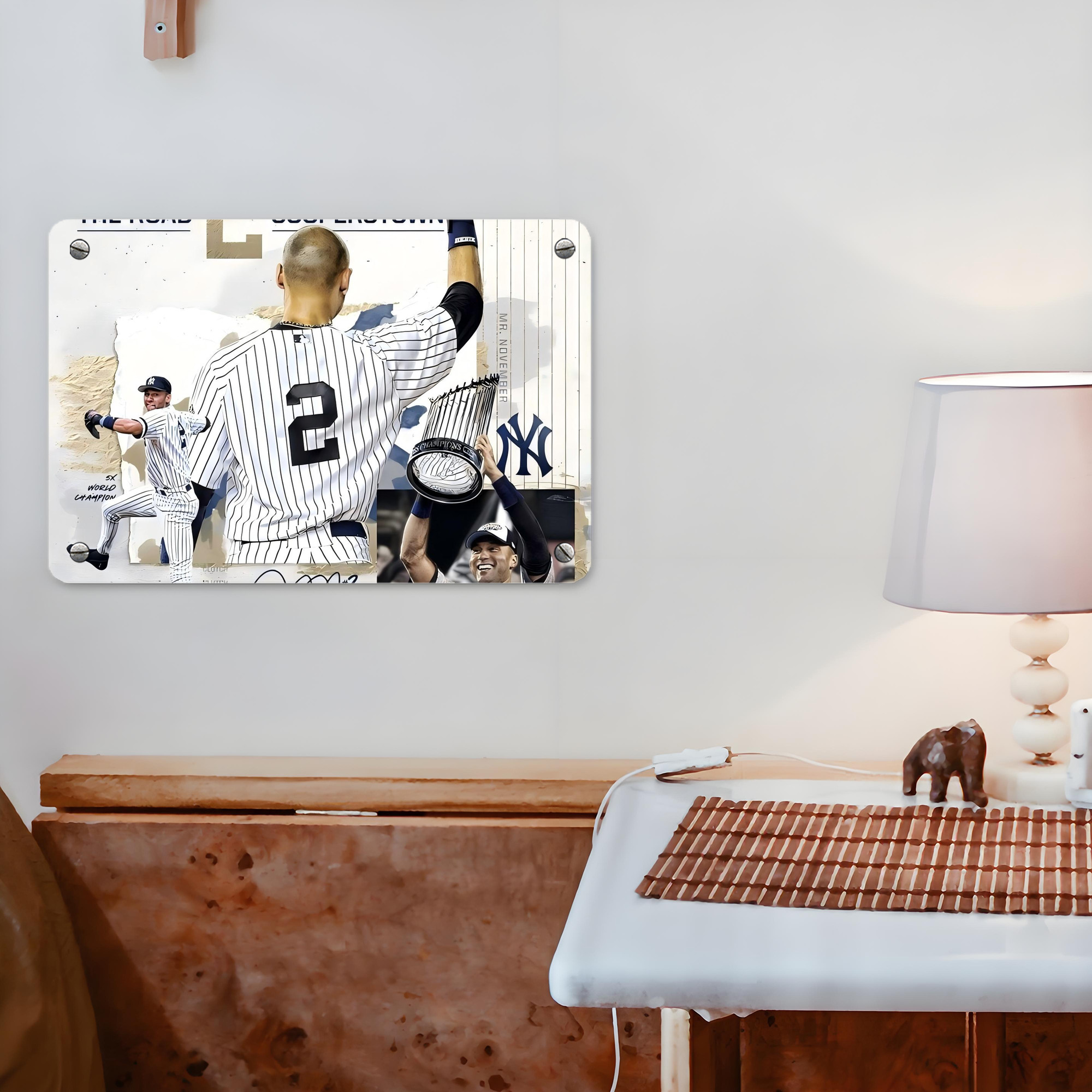 Derek Jeter 58 Metal Tin Sign 12x8inch - Premium Full-Print Decorative Wall Art, Durable Rust-Resistant Metal Plaque For Living Room, Bedroom, Kitchen, Office, Bar Décor