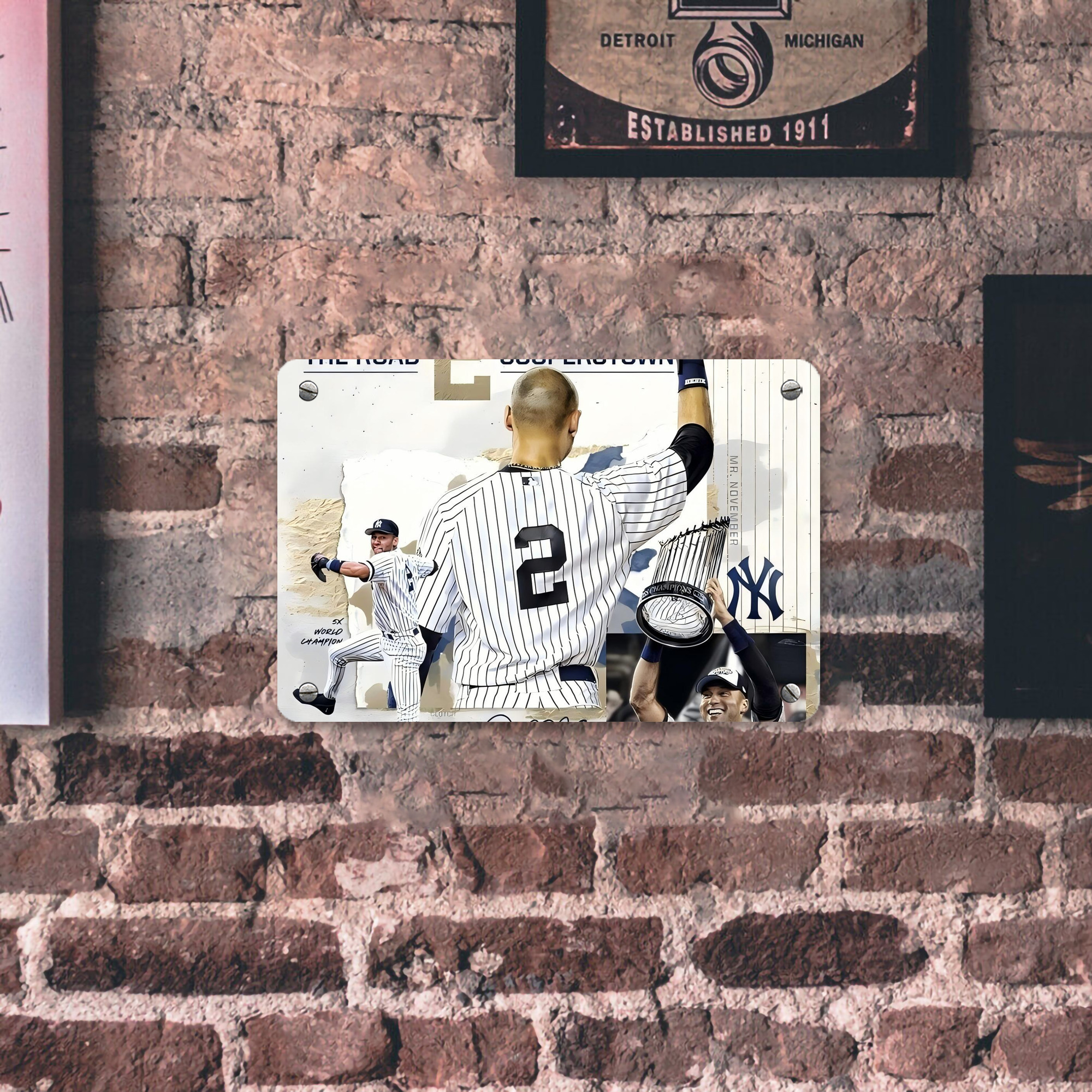 Derek Jeter 58 Metal Tin Sign 12x8inch - Premium Full-Print Decorative Wall Art, Durable Rust-Resistant Metal Plaque For Living Room, Bedroom, Kitchen, Office, Bar Décor