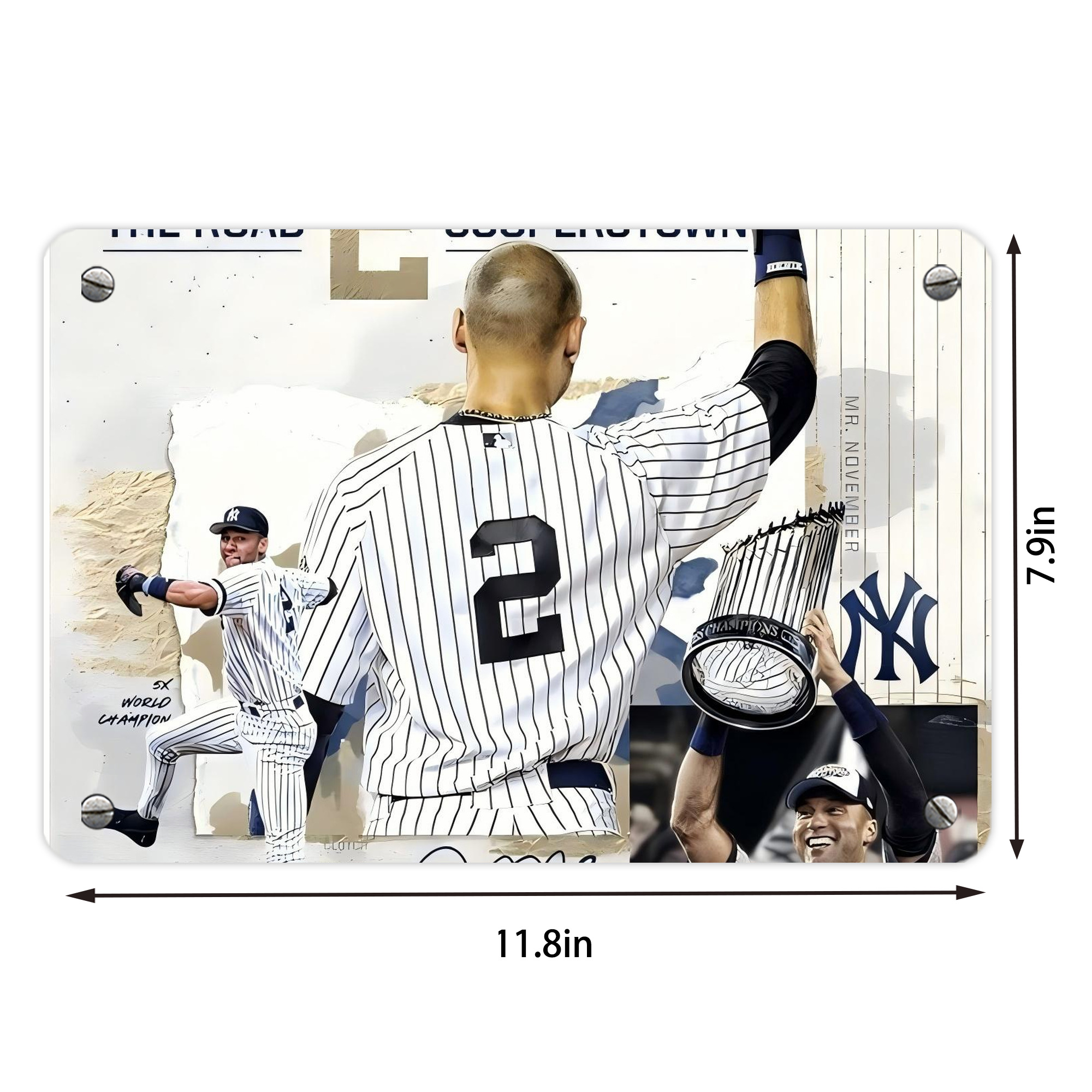 Derek Jeter 58 Metal Tin Sign 12x8inch - Premium Full-Print Decorative Wall Art, Durable Rust-Resistant Metal Plaque For Living Room, Bedroom, Kitchen, Office, Bar Décor