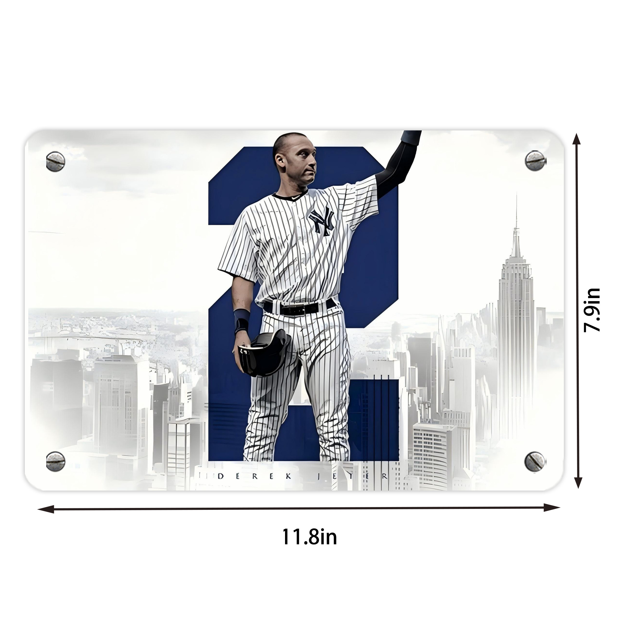 Derek Jeter 68 Metal Tin Sign 12x8inch - Premium Full-Print Decorative Wall Art, Durable Rust-Resistant Metal Plaque For Living Room, Bedroom, Kitchen, Office, Bar Décor