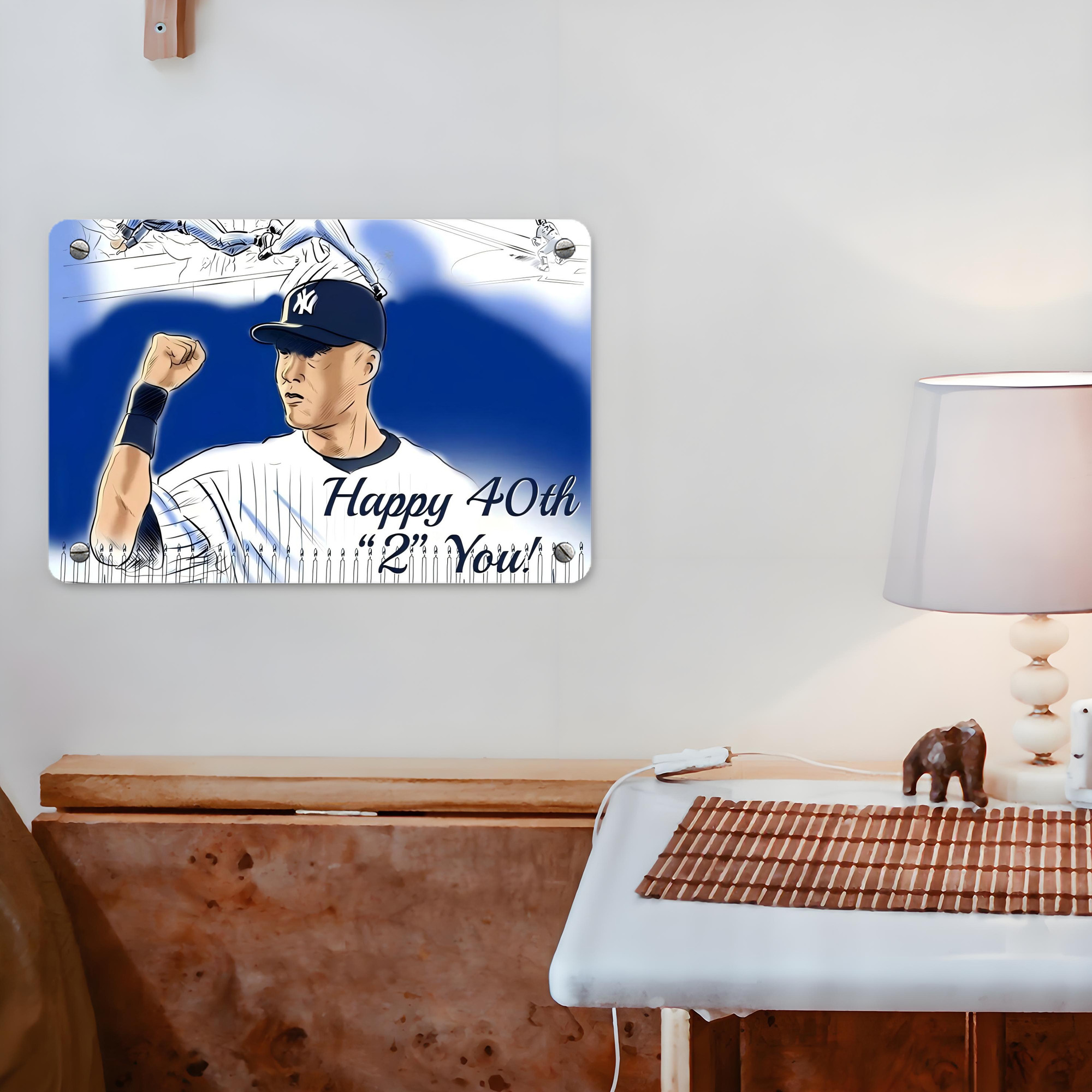 Derek Jeter 69 Metal Tin Sign 12x8inch - Premium Full-Print Decorative Wall Art, Durable Rust-Resistant Metal Plaque For Living Room, Bedroom, Kitchen, Office, Bar Décor