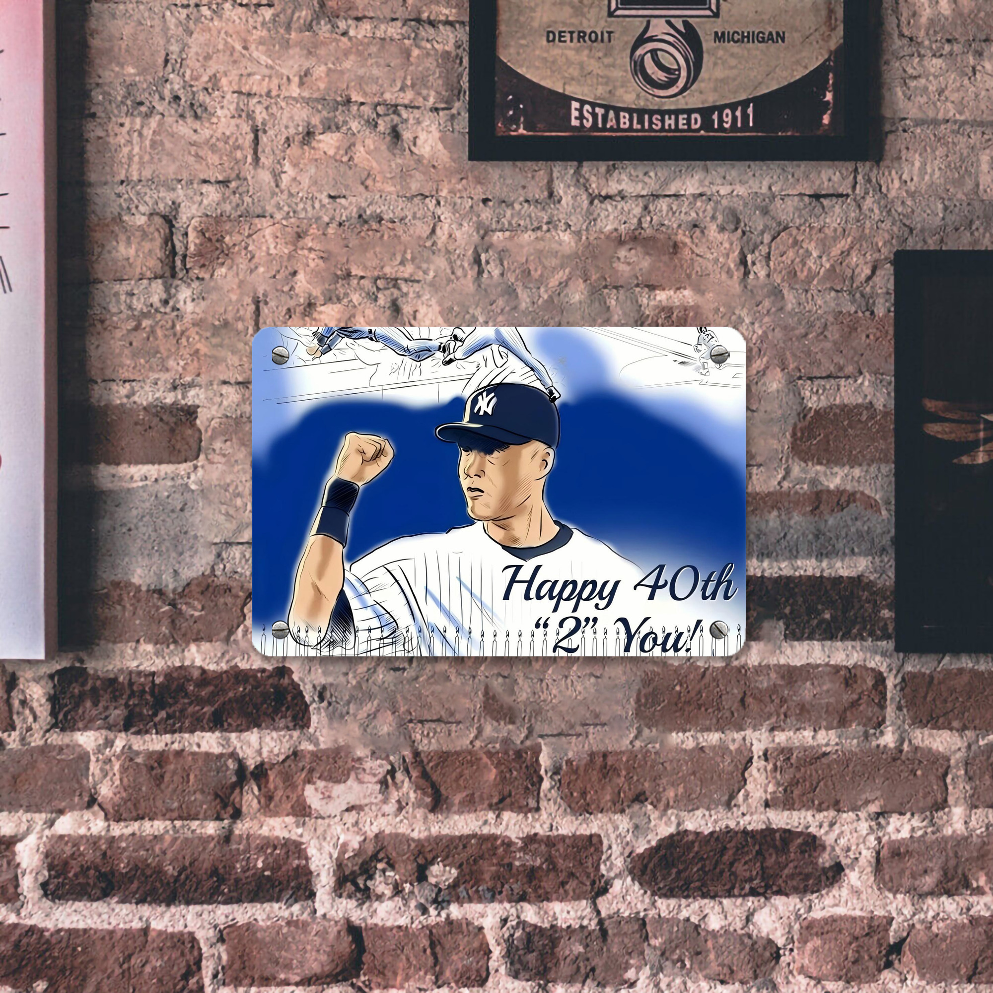 Derek Jeter 69 Metal Tin Sign 12x8inch - Premium Full-Print Decorative Wall Art, Durable Rust-Resistant Metal Plaque For Living Room, Bedroom, Kitchen, Office, Bar Décor