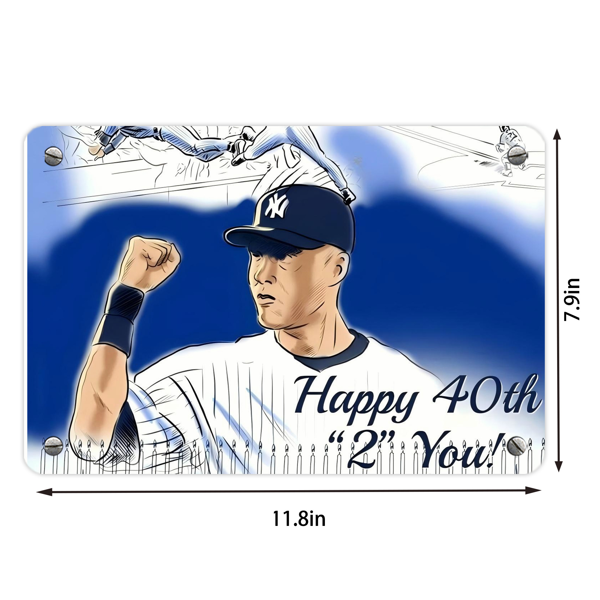 Derek Jeter 69 Metal Tin Sign 12x8inch - Premium Full-Print Decorative Wall Art, Durable Rust-Resistant Metal Plaque For Living Room, Bedroom, Kitchen, Office, Bar Décor