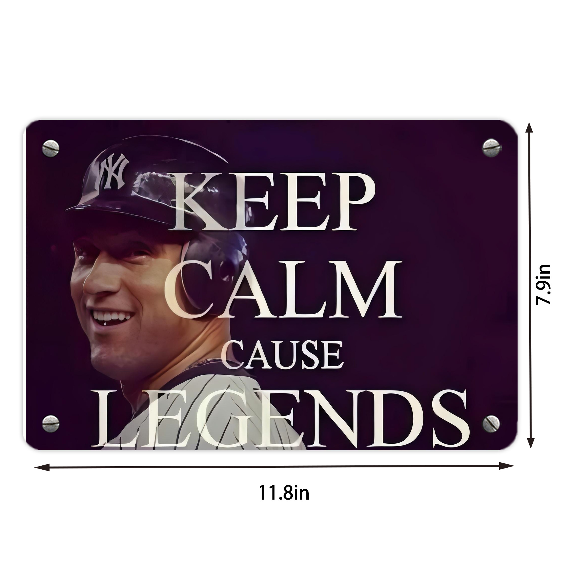 Derek Jeter 70 Metal Tin Sign 12x8inch - Premium Full-Print Decorative Wall Art, Durable Rust-Resistant Metal Plaque For Living Room, Bedroom, Kitchen, Office, Bar Décor