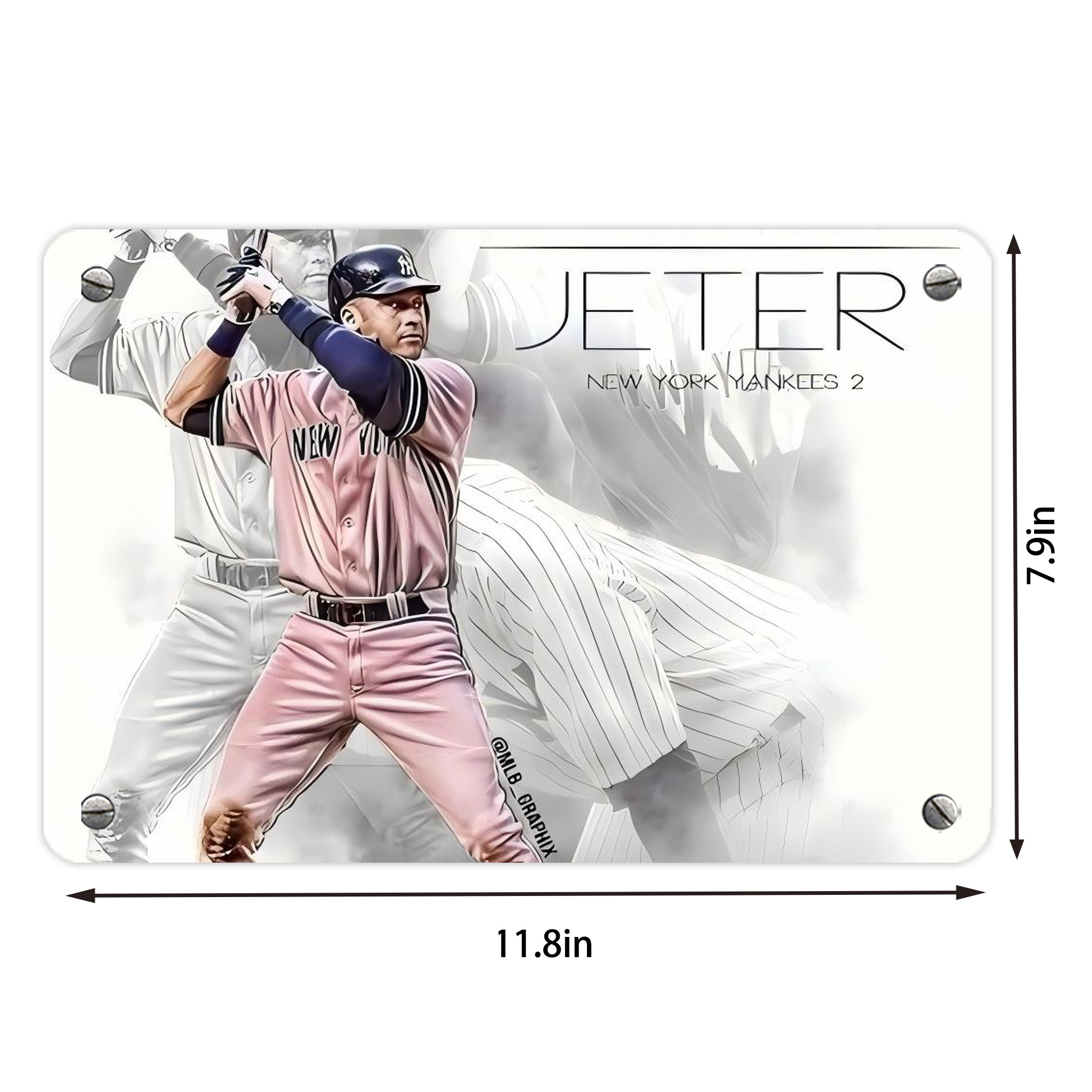 Derek Jeter 72 Metal Tin Sign 12x8inch - Premium Full-Print Decorative Wall Art, Durable Rust-Resistant Metal Plaque For Living Room, Bedroom, Kitchen, Office, Bar Décor
