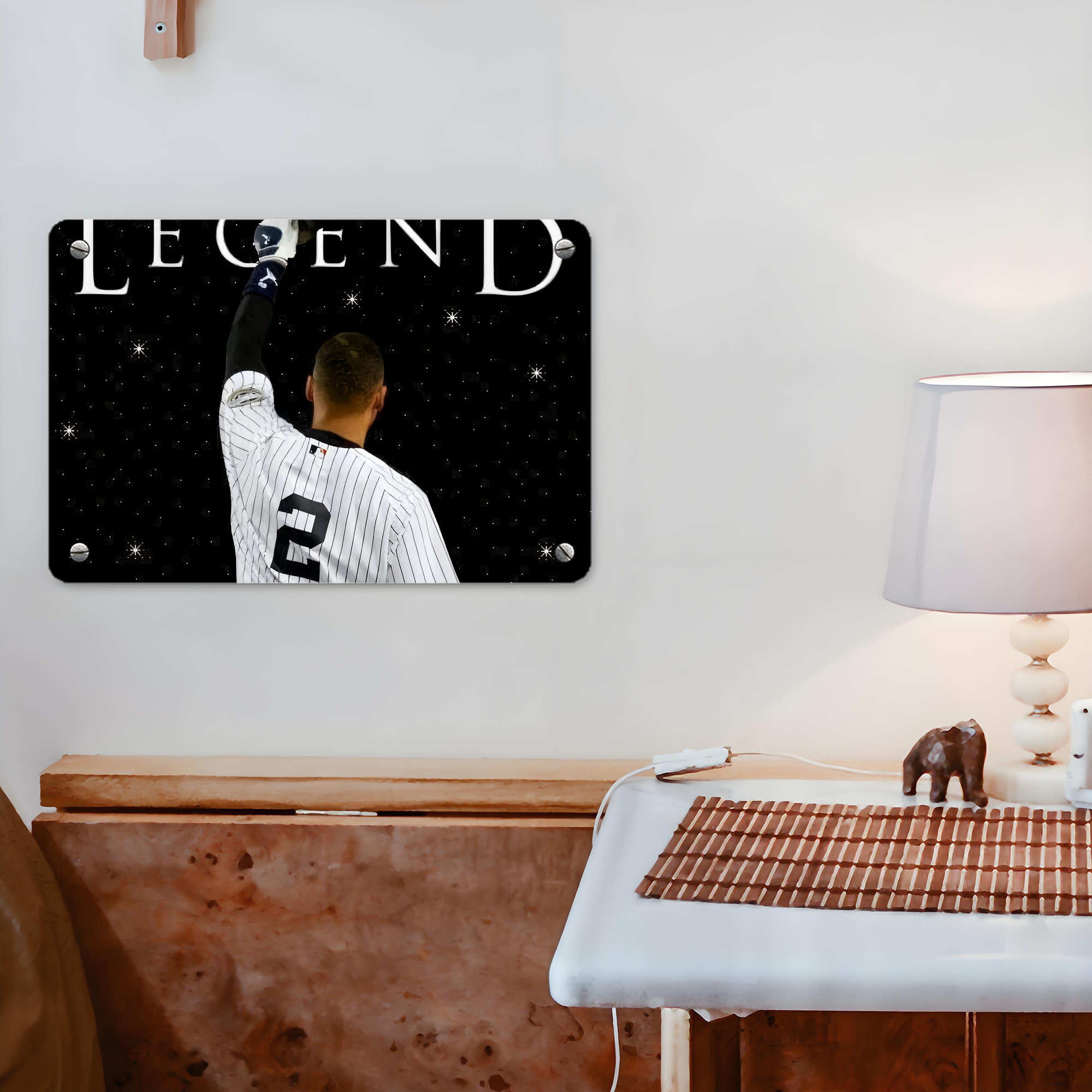 Derek Jeter 73 Metal Tin Sign 12x8inch - Premium Full-Print Decorative Wall Art, Durable Rust-Resistant Metal Plaque For Living Room, Bedroom, Kitchen, Office, Bar Décor