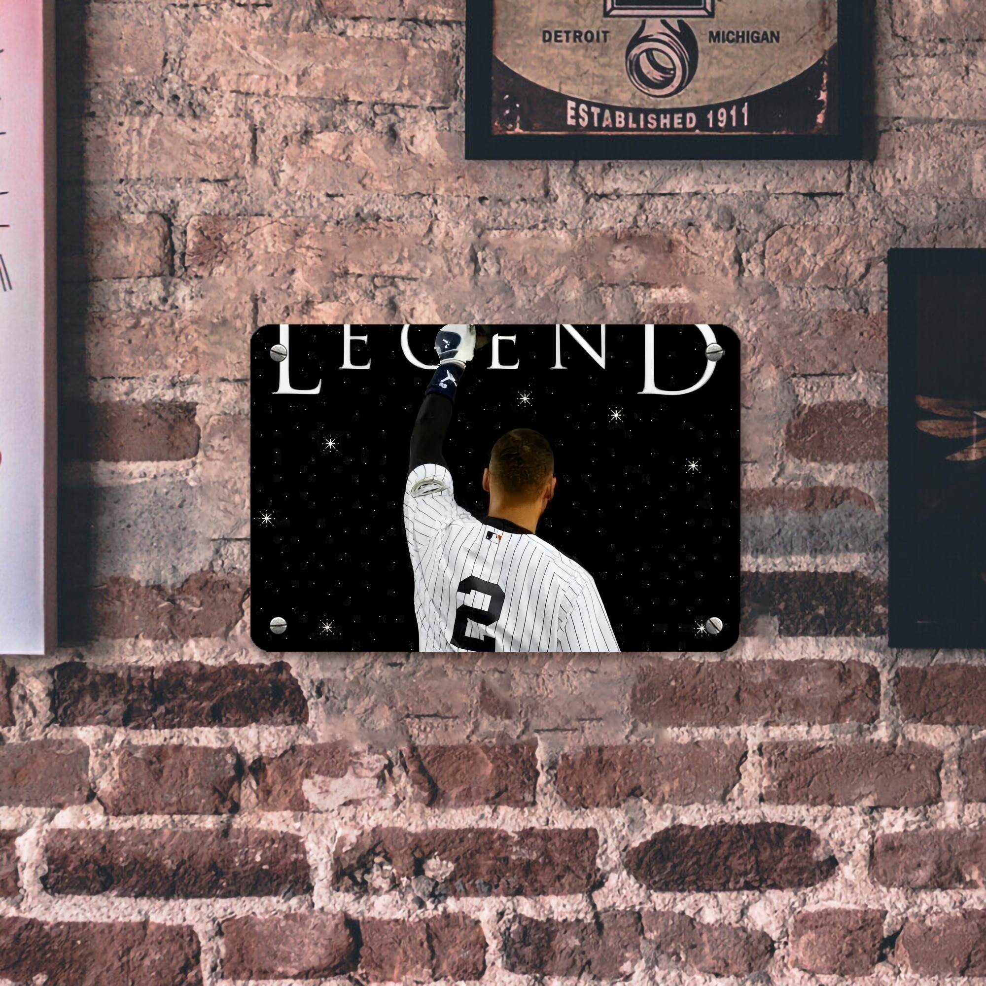 Derek Jeter 73 Metal Tin Sign 12x8inch - Premium Full-Print Decorative Wall Art, Durable Rust-Resistant Metal Plaque For Living Room, Bedroom, Kitchen, Office, Bar Décor