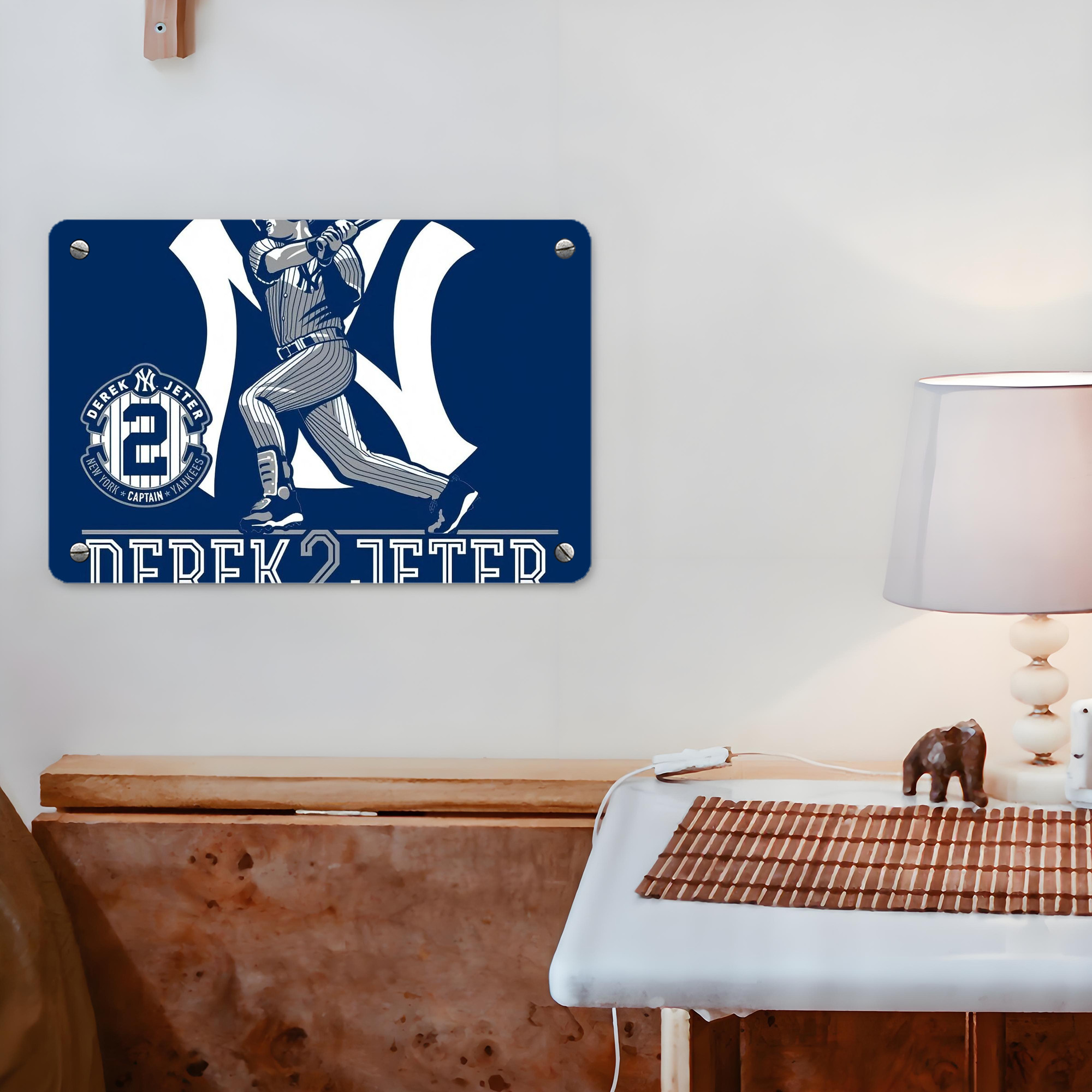 Derek Jeter 104 Metal Tin Sign 12x8inch - Premium Full-Print Decorative Wall Art, Durable Rust-Resistant Metal Plaque For Living Room, Bedroom, Kitchen, Office, Bar Décor