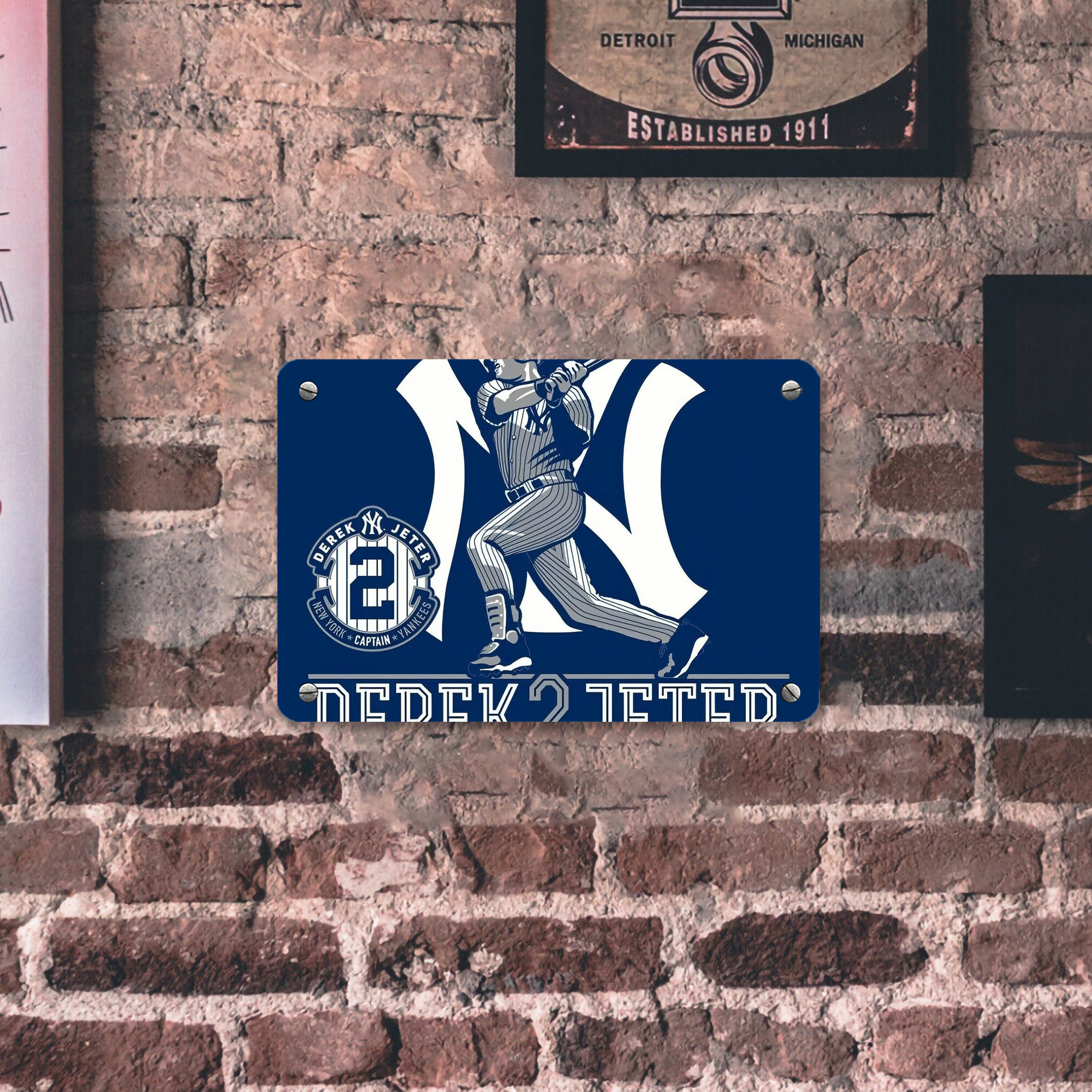 Derek Jeter 104 Metal Tin Sign 12x8inch - Premium Full-Print Decorative Wall Art, Durable Rust-Resistant Metal Plaque For Living Room, Bedroom, Kitchen, Office, Bar Décor