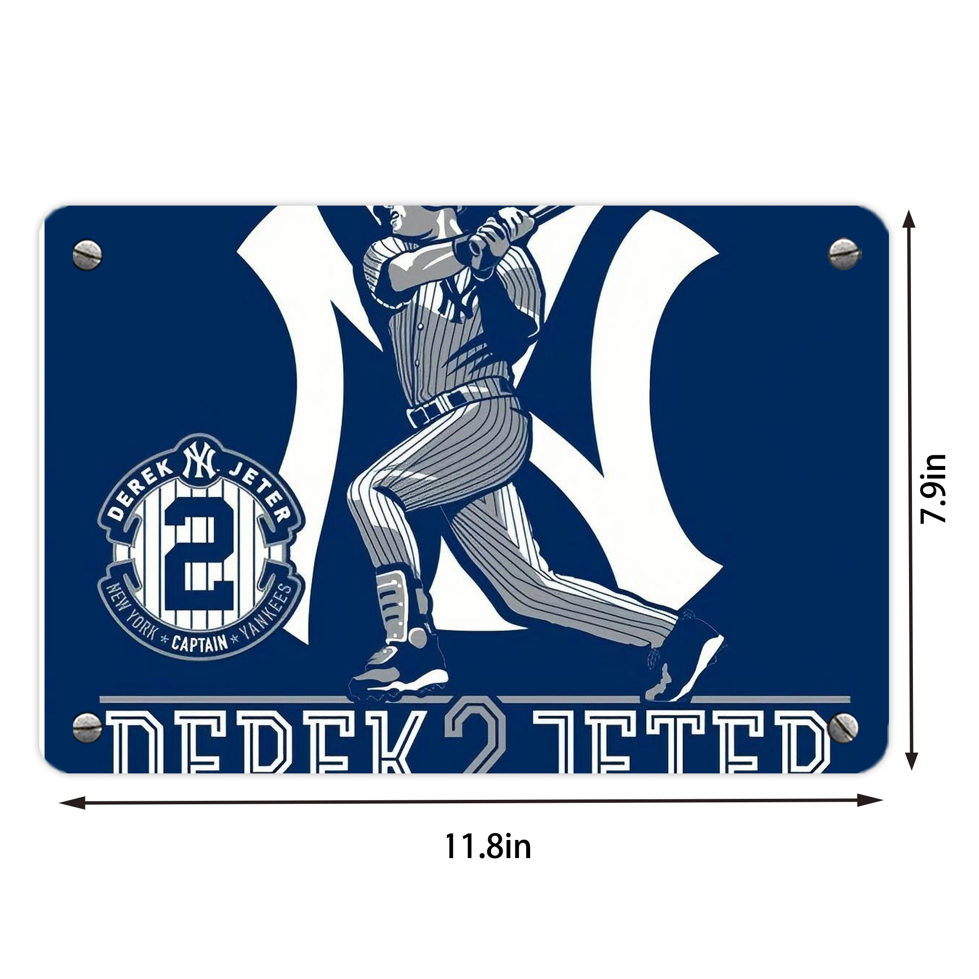 Derek Jeter 104 Metal Tin Sign 12x8inch - Premium Full-Print Decorative Wall Art, Durable Rust-Resistant Metal Plaque For Living Room, Bedroom, Kitchen, Office, Bar Décor