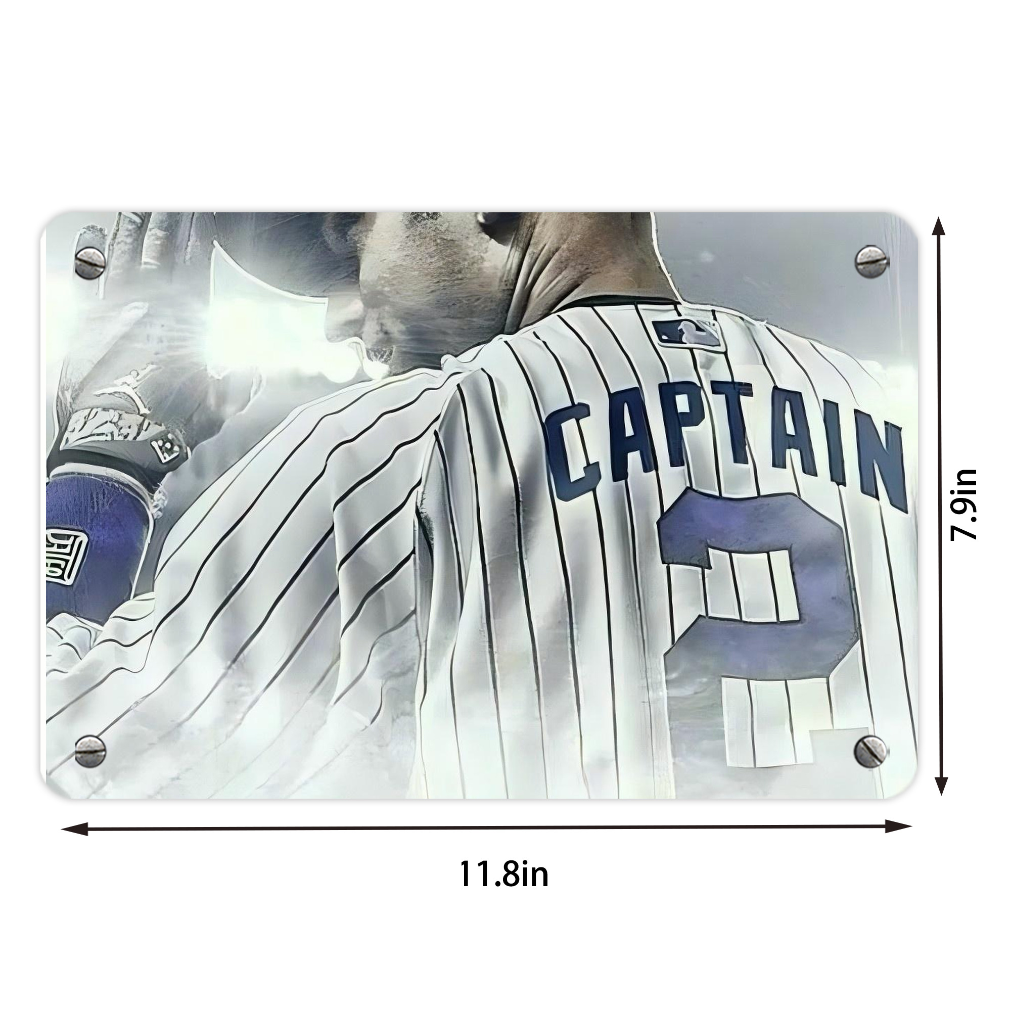 Derek Jeter 105 Metal Tin Sign 12x8inch - Premium Full-Print Decorative Wall Art, Durable Rust-Resistant Metal Plaque For Living Room, Bedroom, Kitchen, Office, Bar Décor