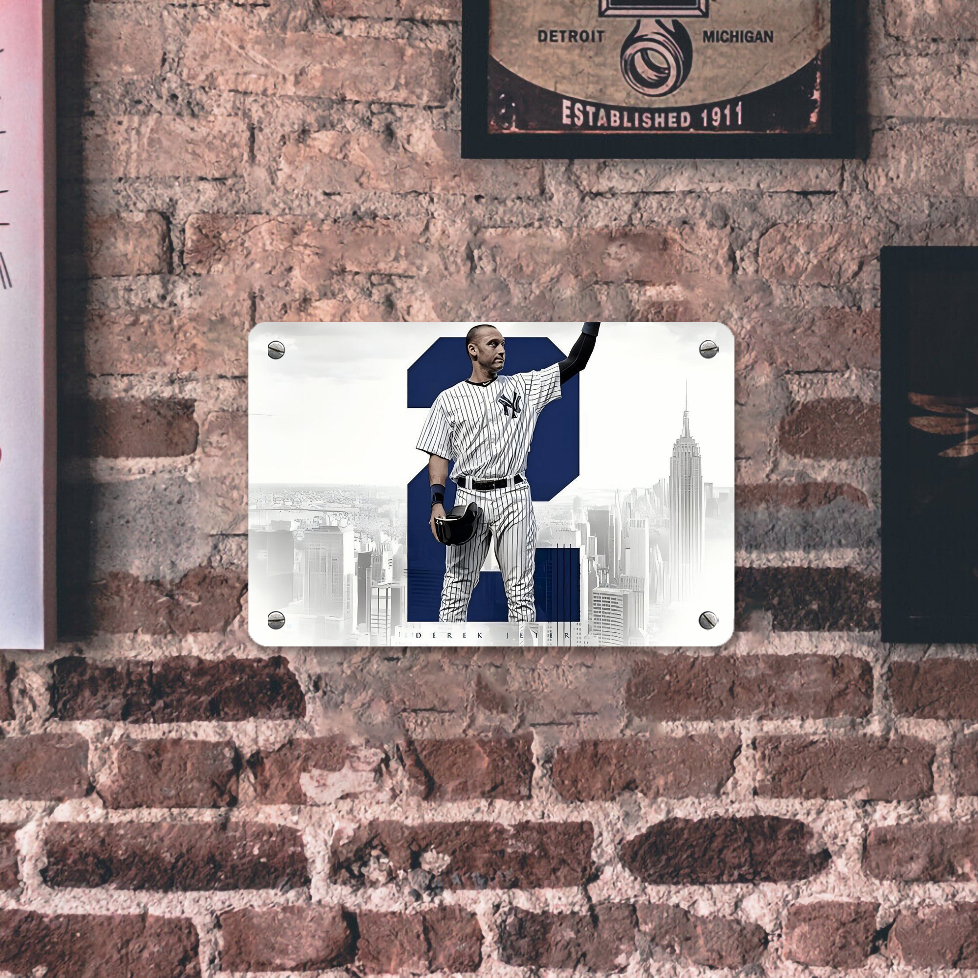 Derek Jeter 110 Metal Tin Sign 12x8inch - Premium Full-Print Decorative Wall Art, Durable Rust-Resistant Metal Plaque For Living Room, Bedroom, Kitchen, Office, Bar Décor